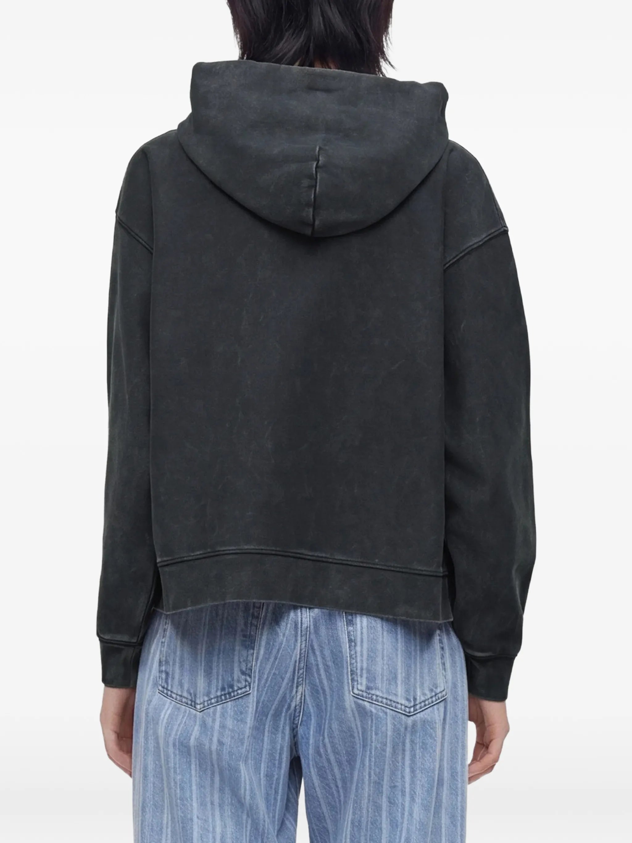 Lambert acid-wash logo-embroidered hoodie