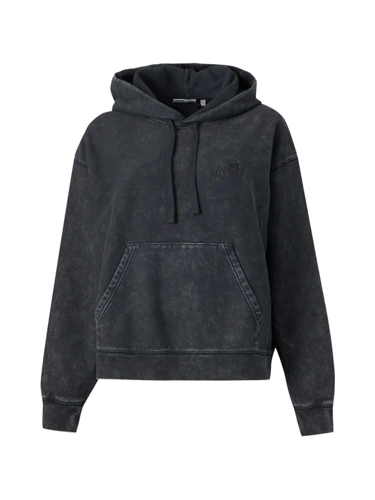Lambert acid-wash logo-embroidered hoodie