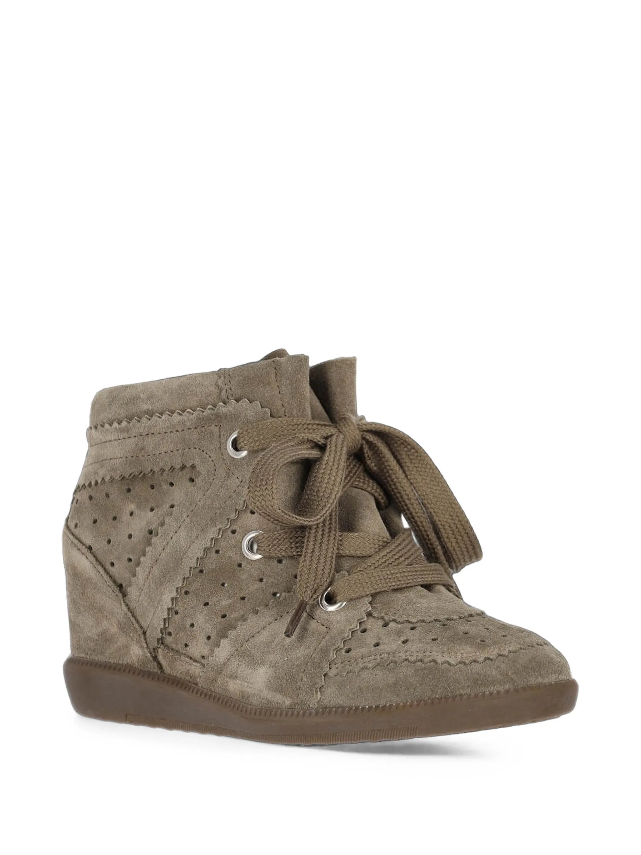 Bobby suede calfskin leather wedge sneakers