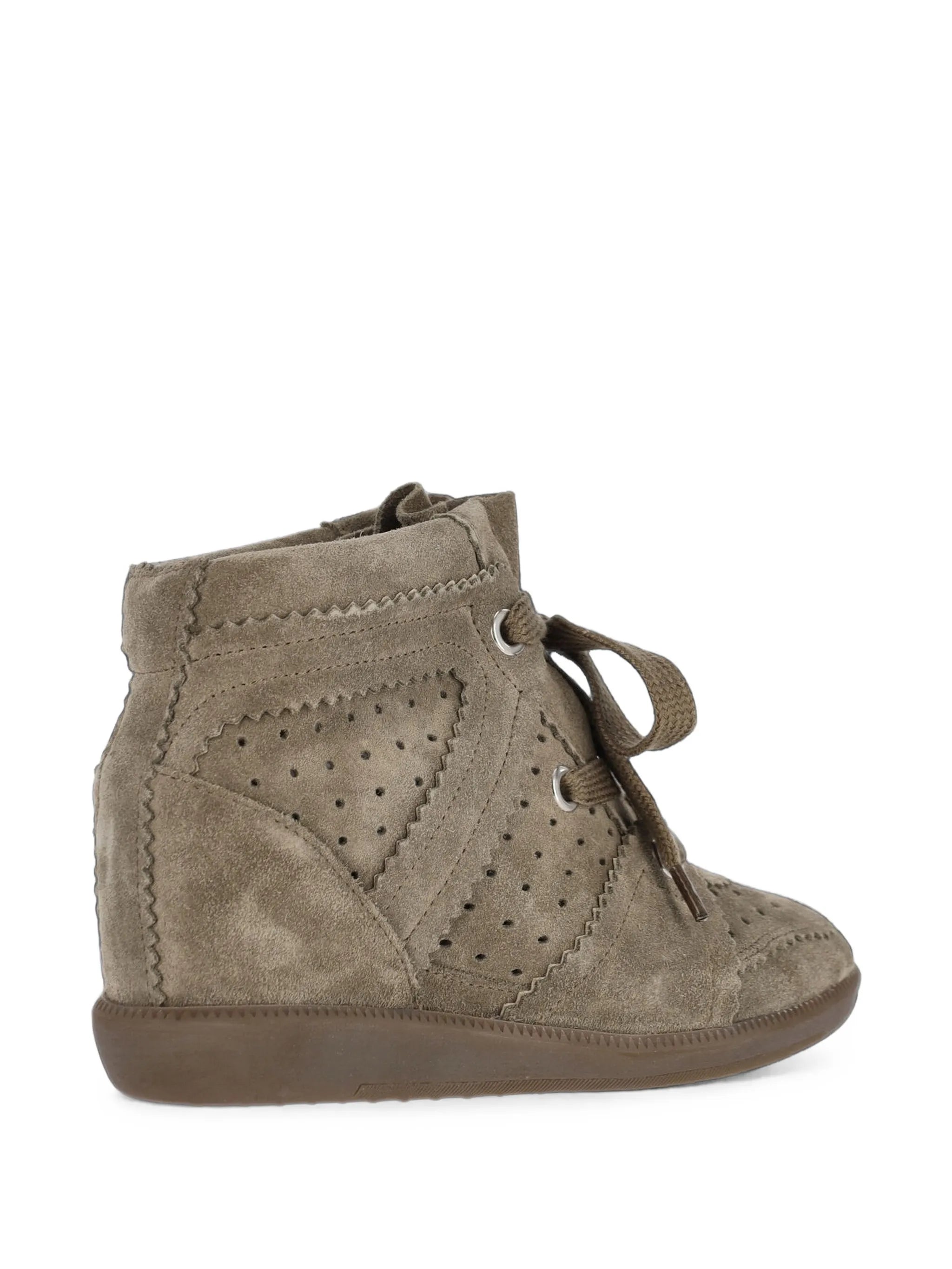 Bobby suede calfskin leather wedge sneakers