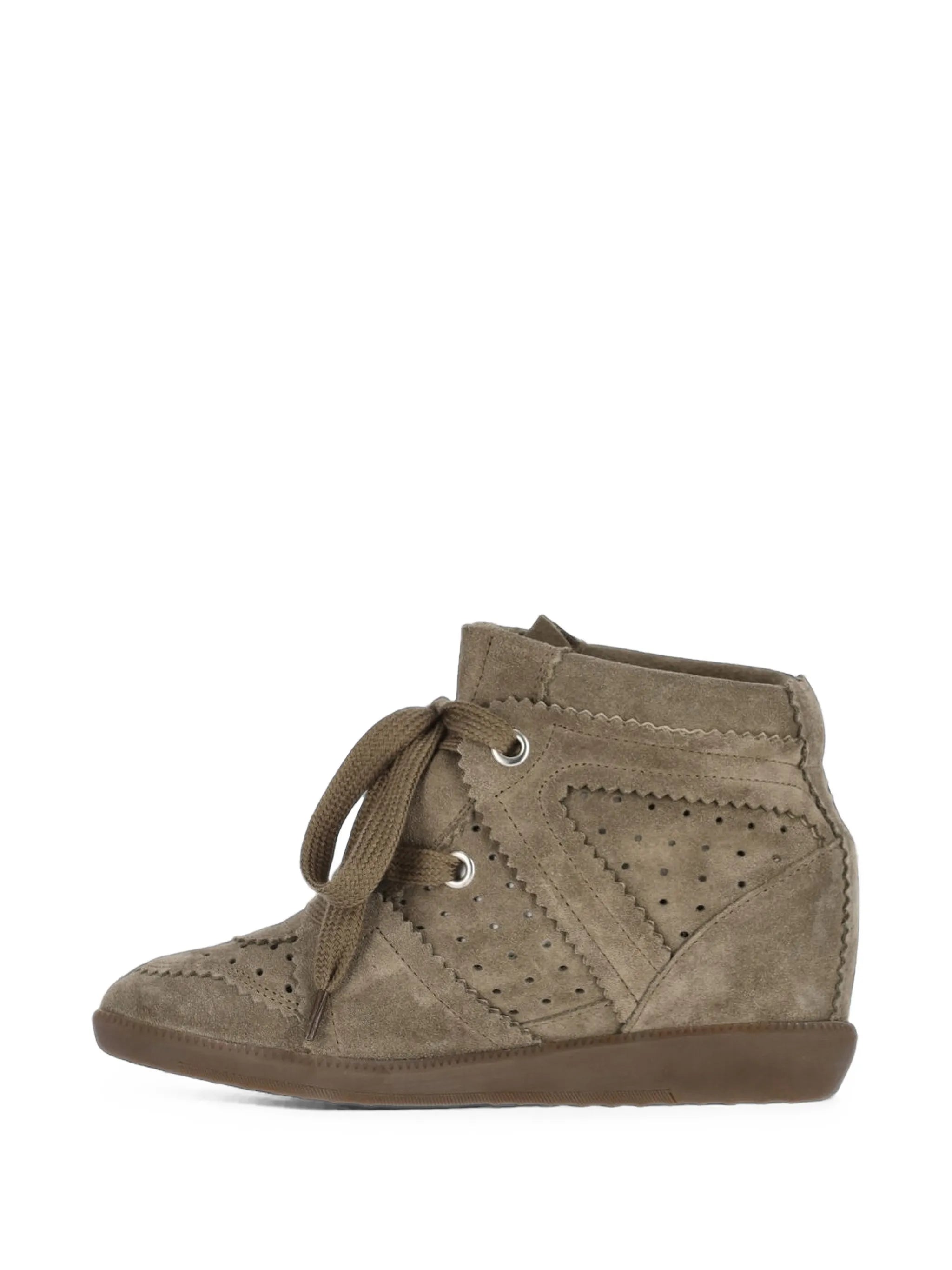 Bobby suede calfskin leather wedge sneakers