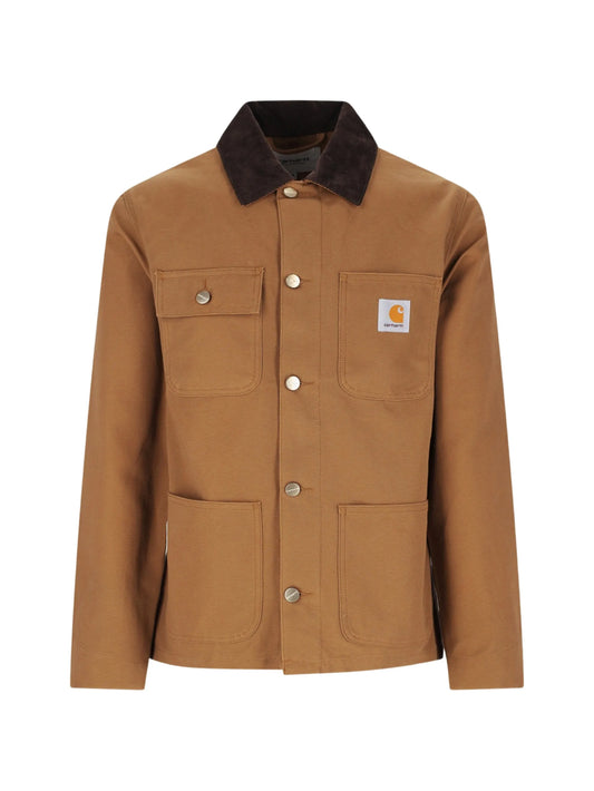 Michigan Coat corduroy-collar logo-patch jacket