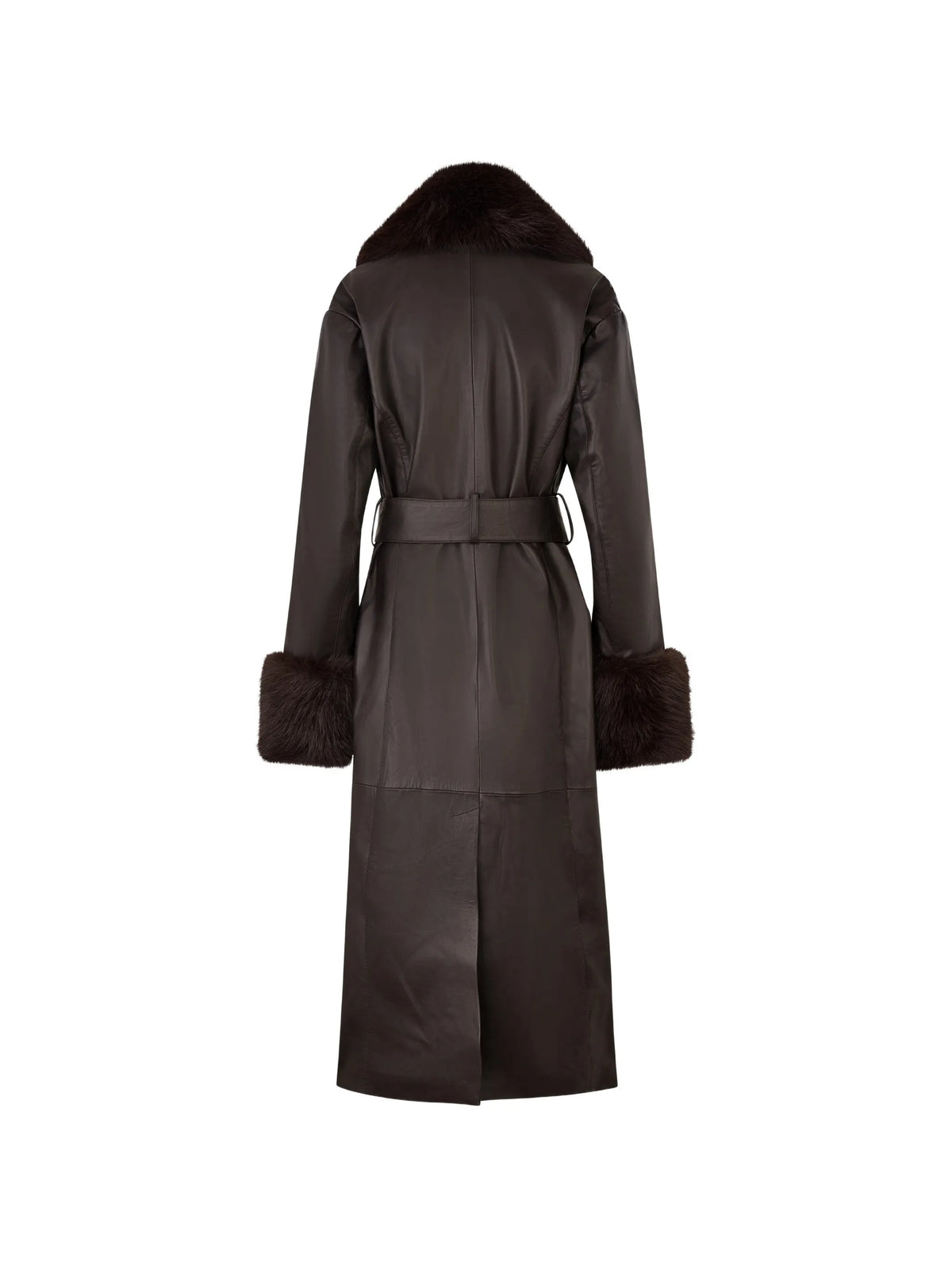 faux-fur collar leather coat