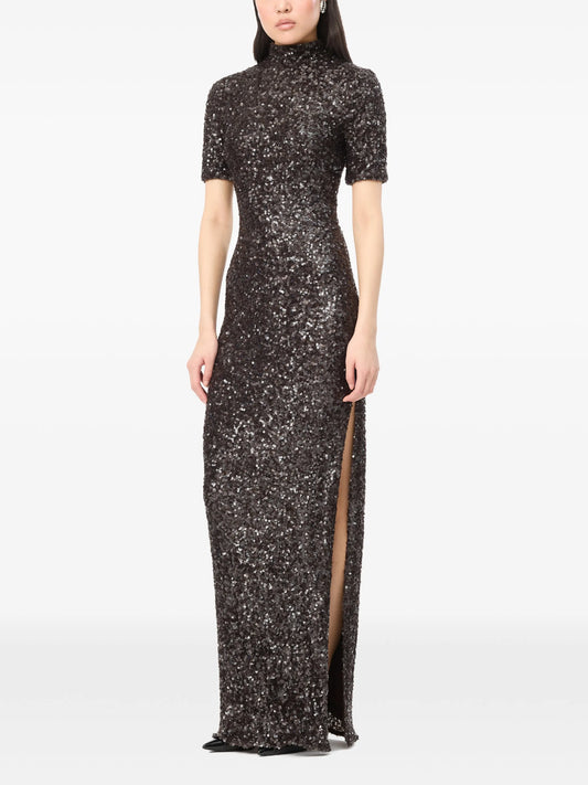 sequin-embellished side-slit dress
