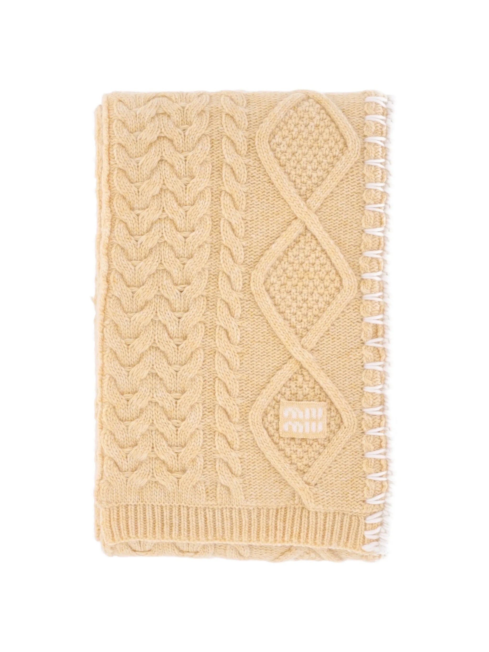 cable-knit embroidered scarf