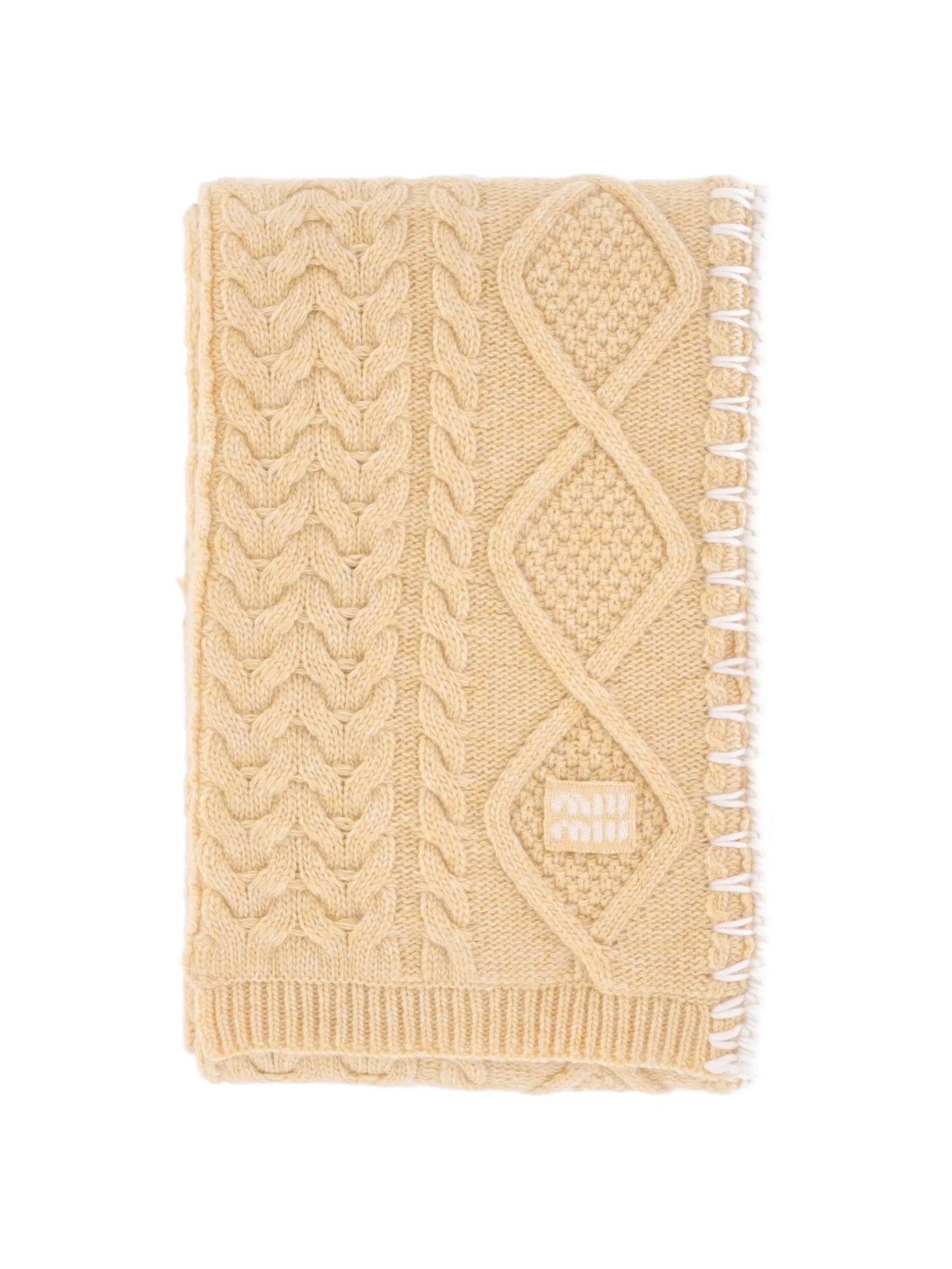 cable-knit embroidered scarf