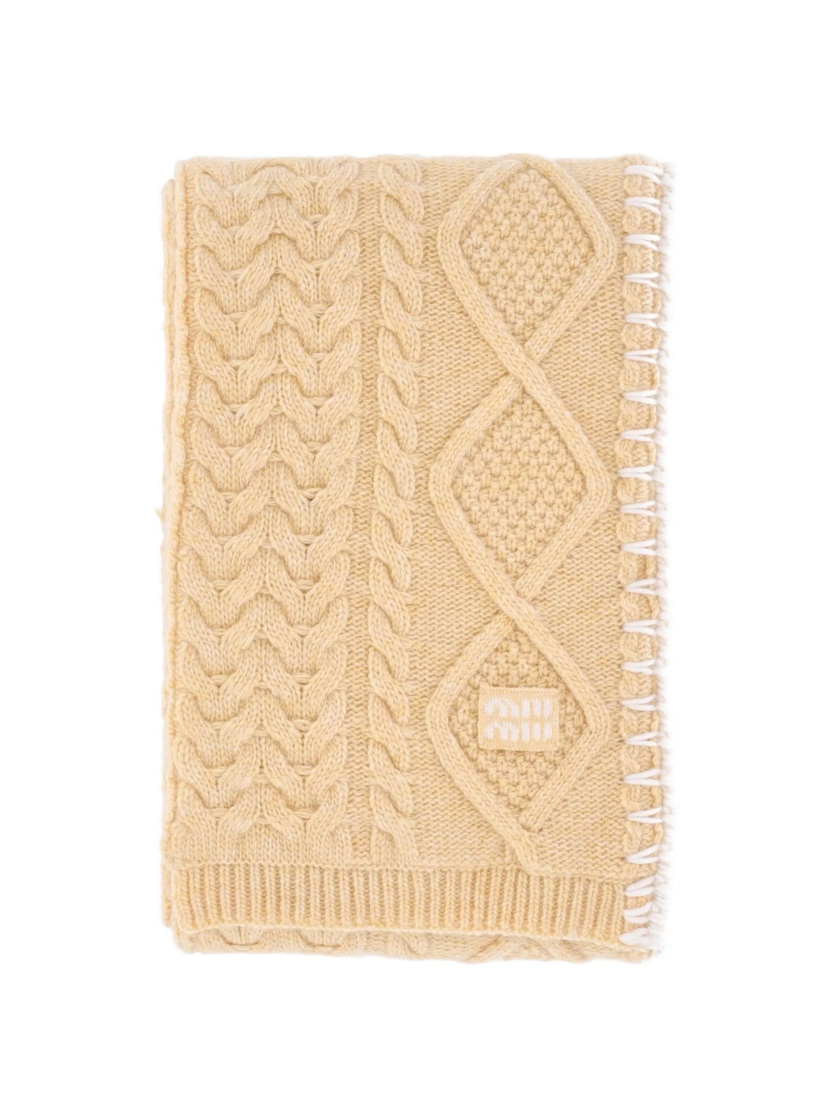 cable-knit embroidered scarf