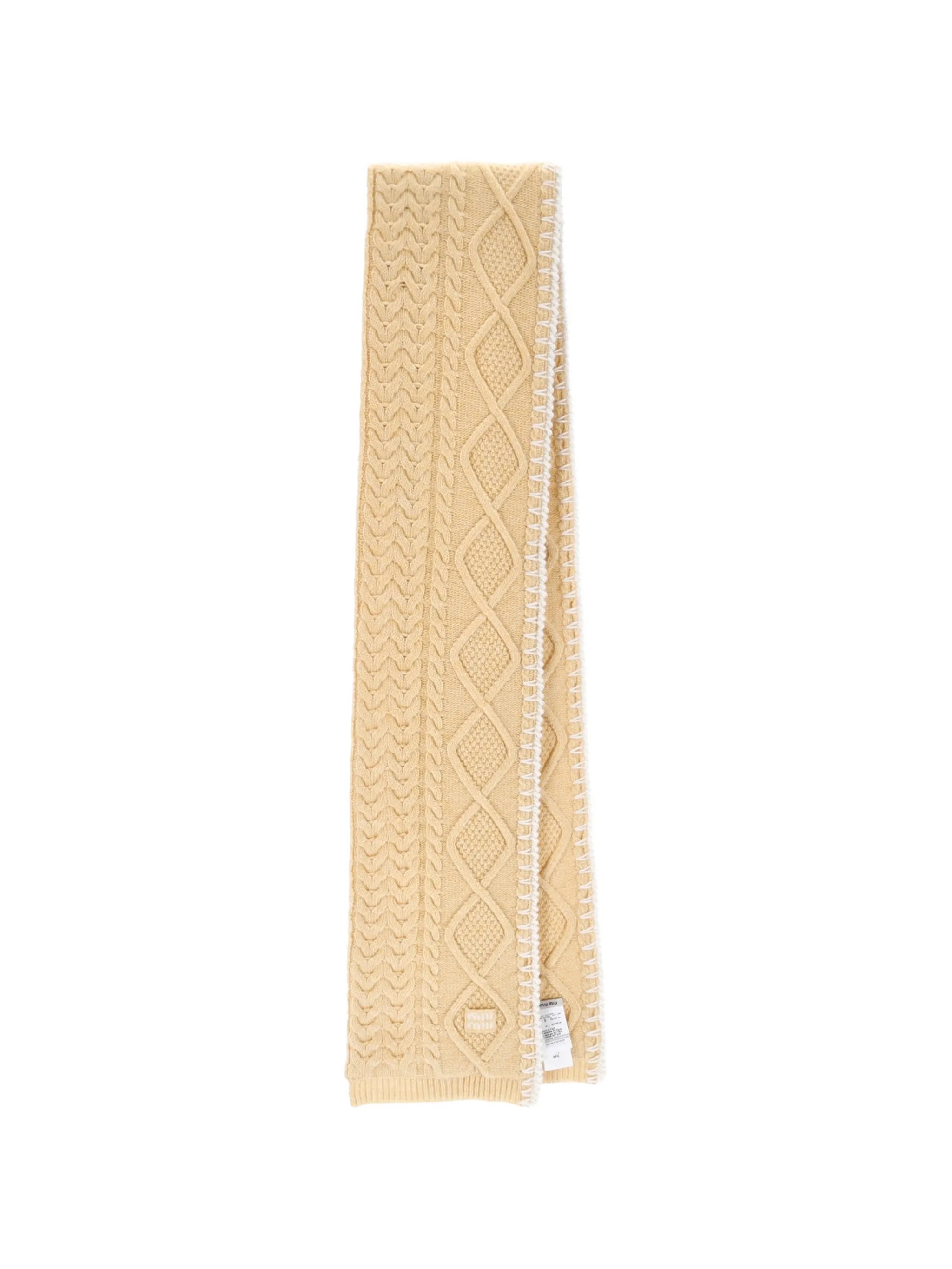 cable-knit embroidered scarf