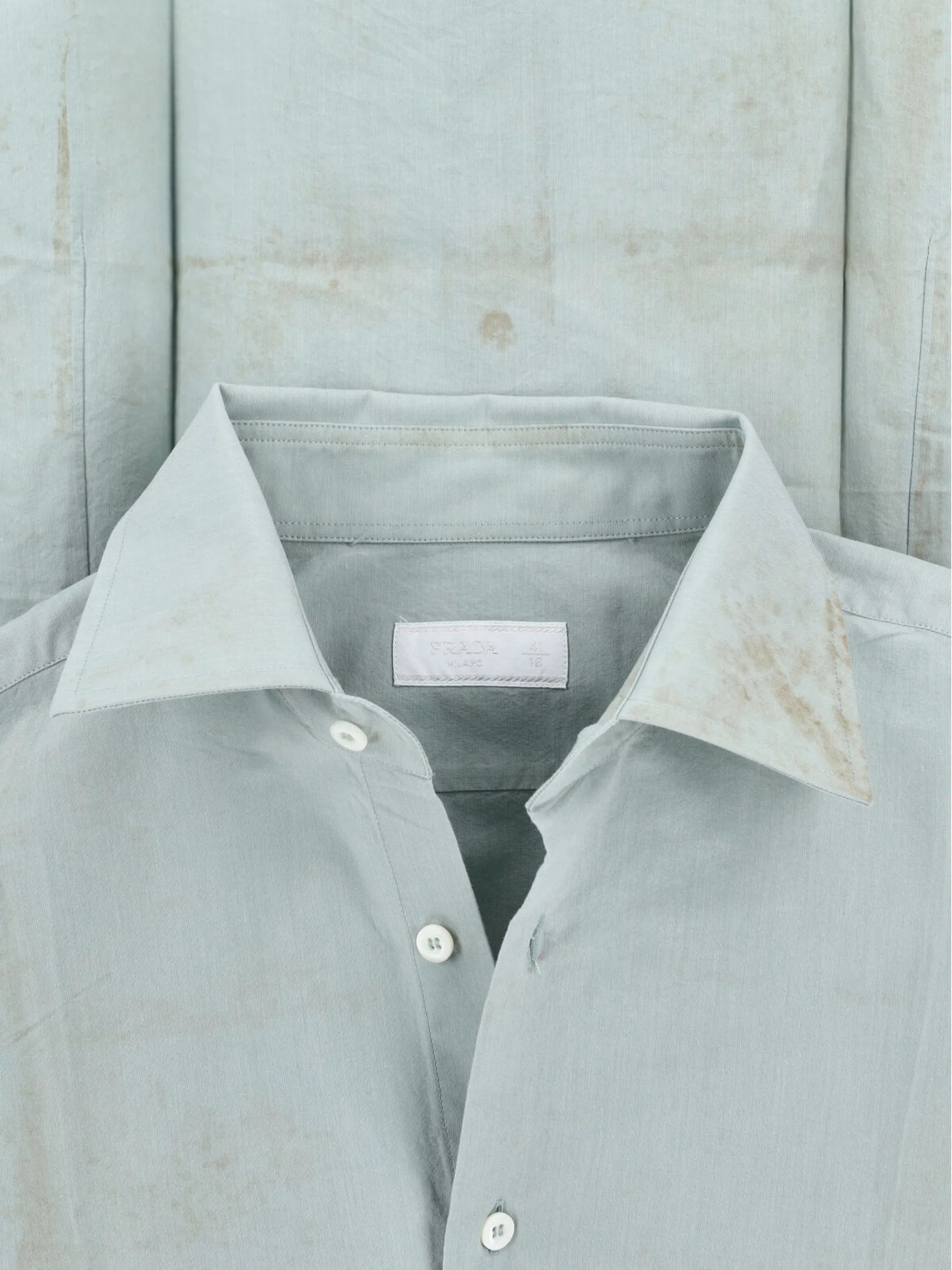 embroidered-logo striped-cuff shirt