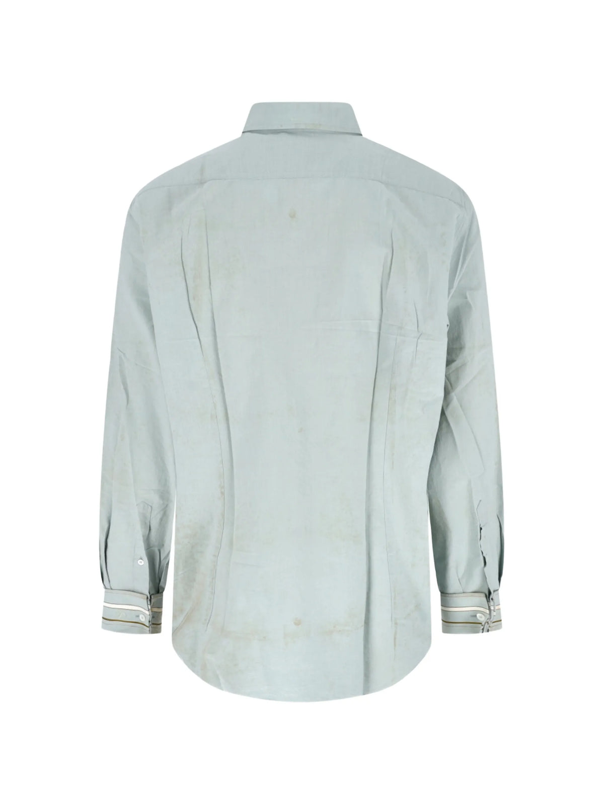 embroidered-logo striped-cuff shirt
