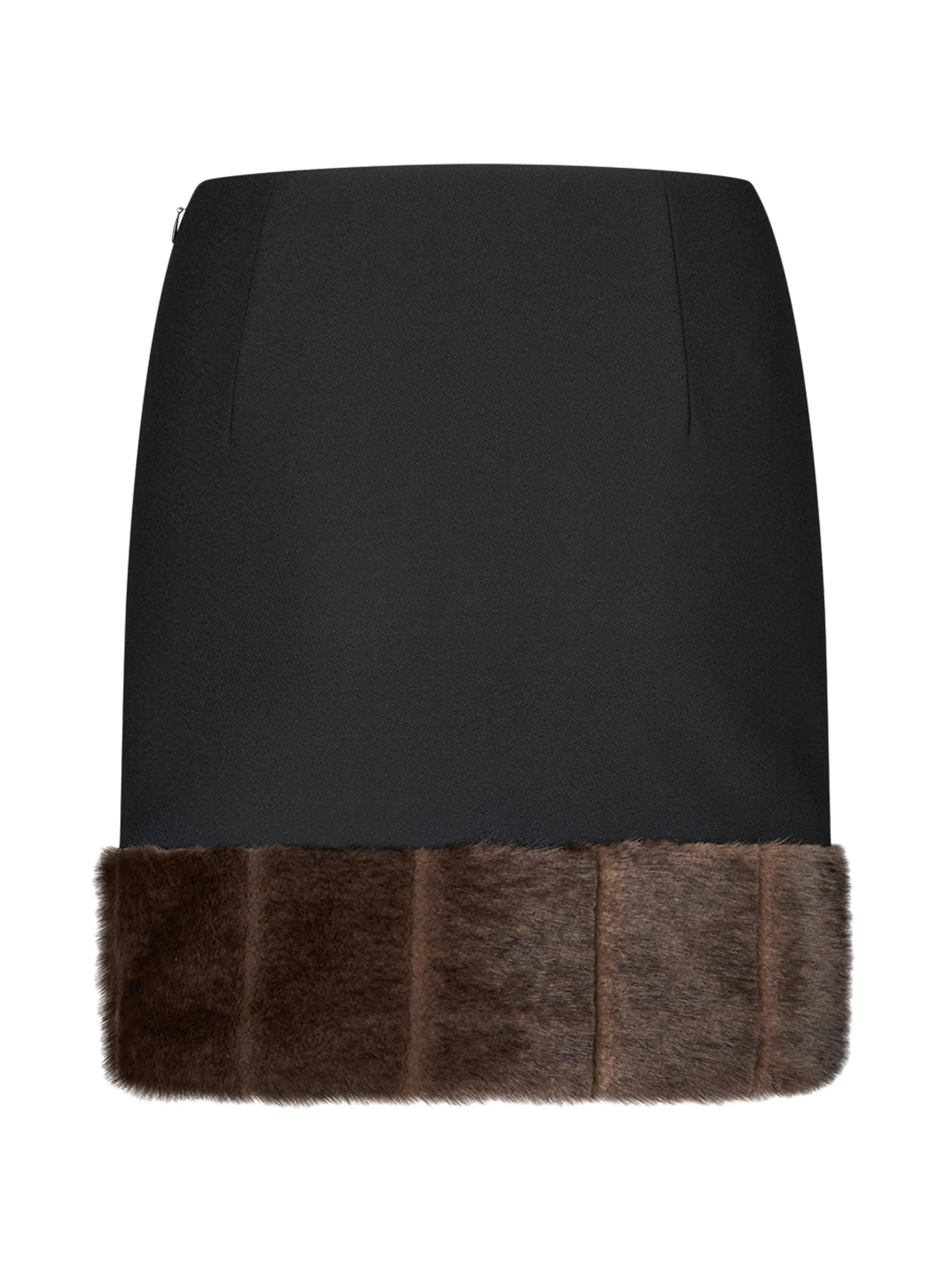 mini faux fur skirt black