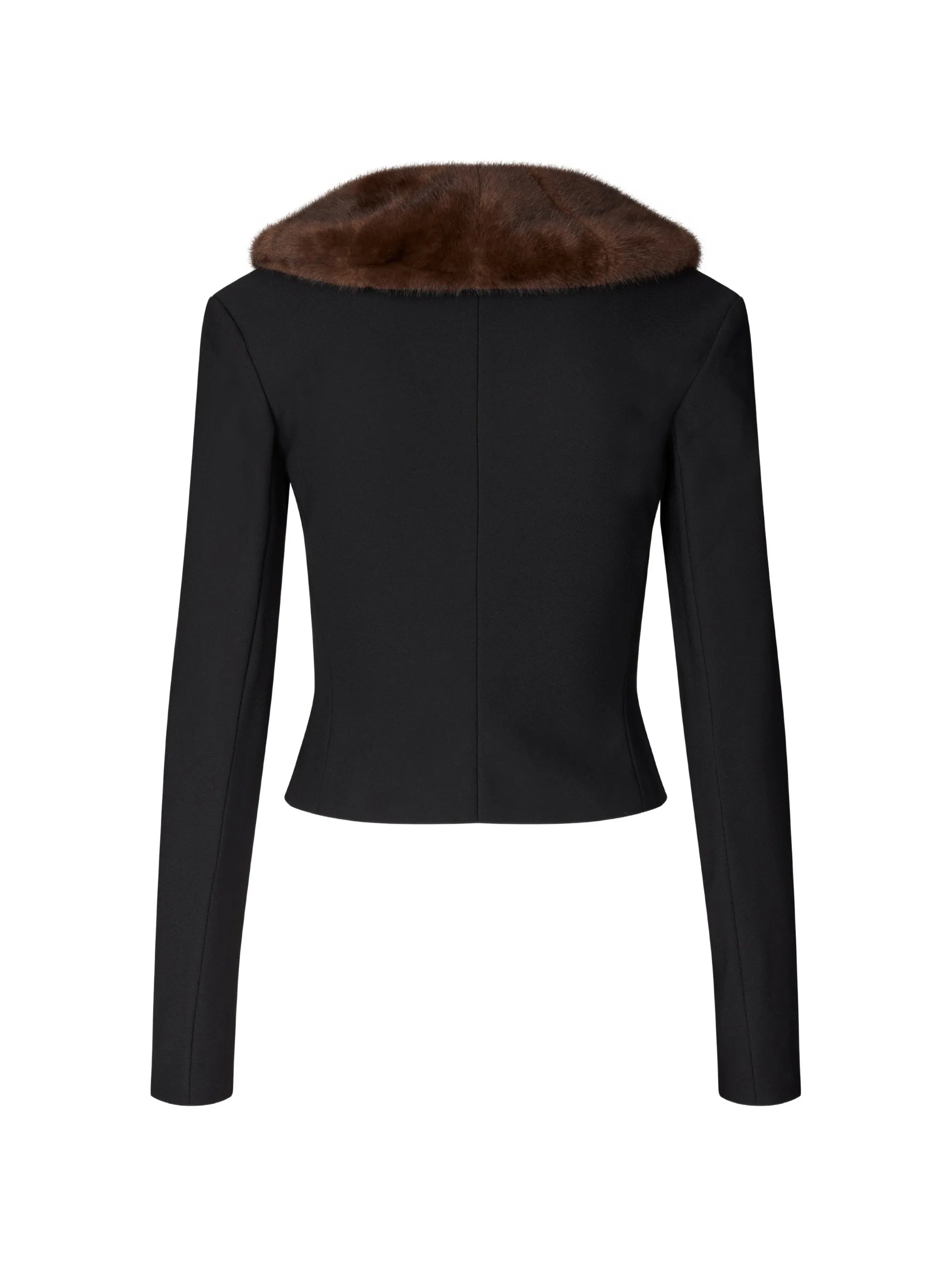 faux-fur-collar cardigan black