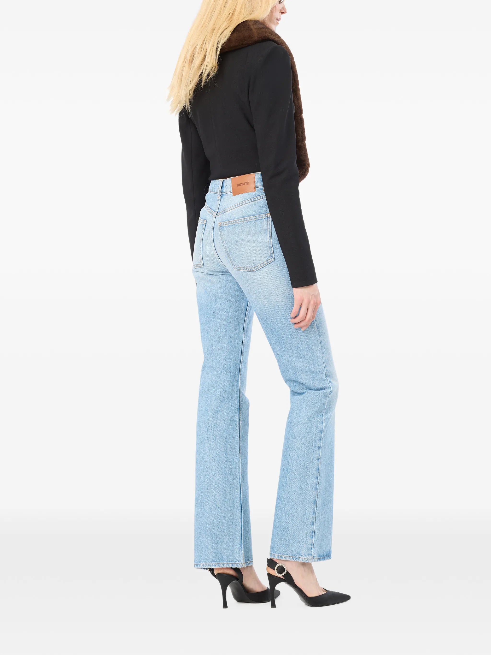 faux-fur-collar cardigan black