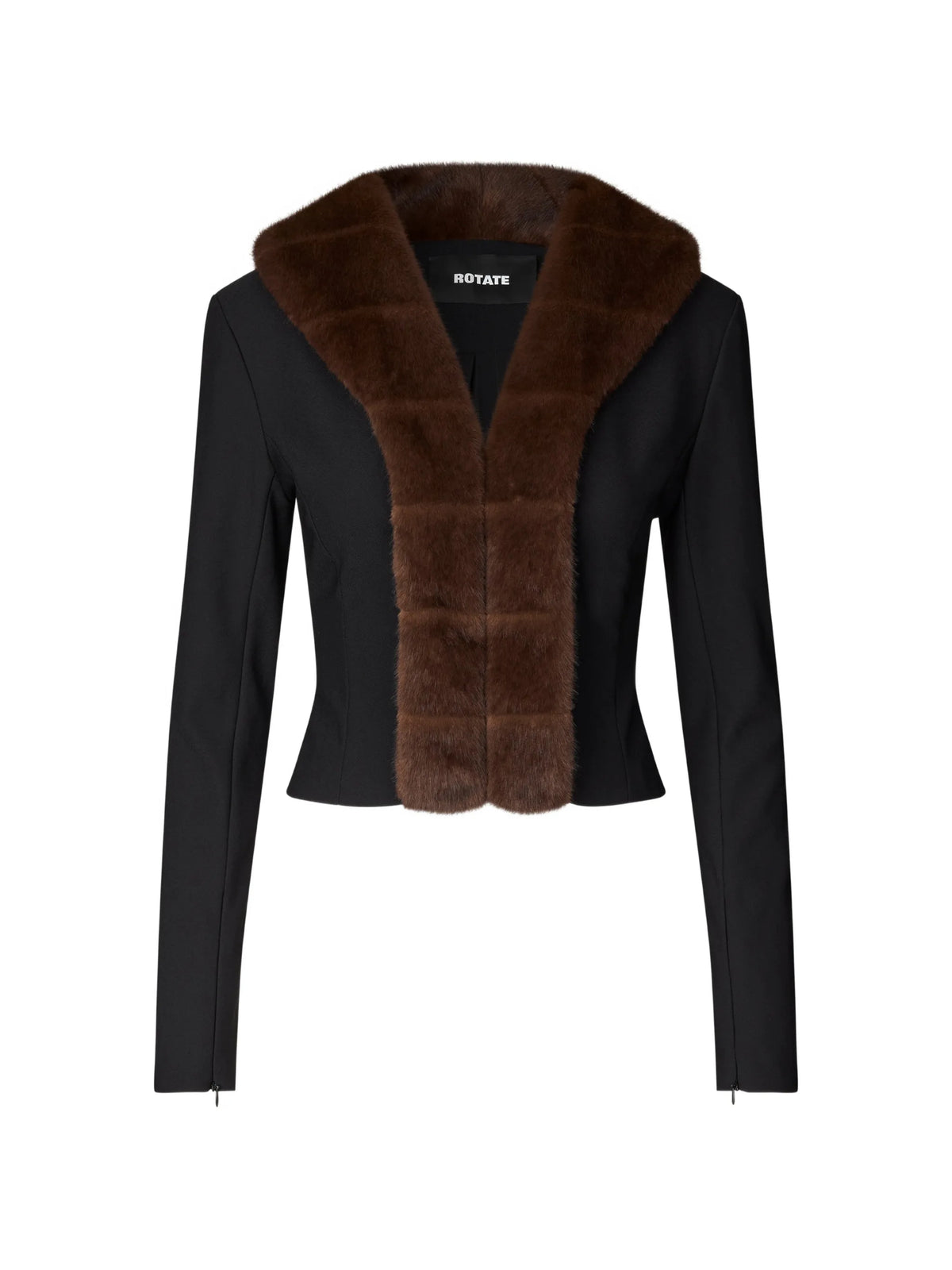 faux-fur-collar cardigan black