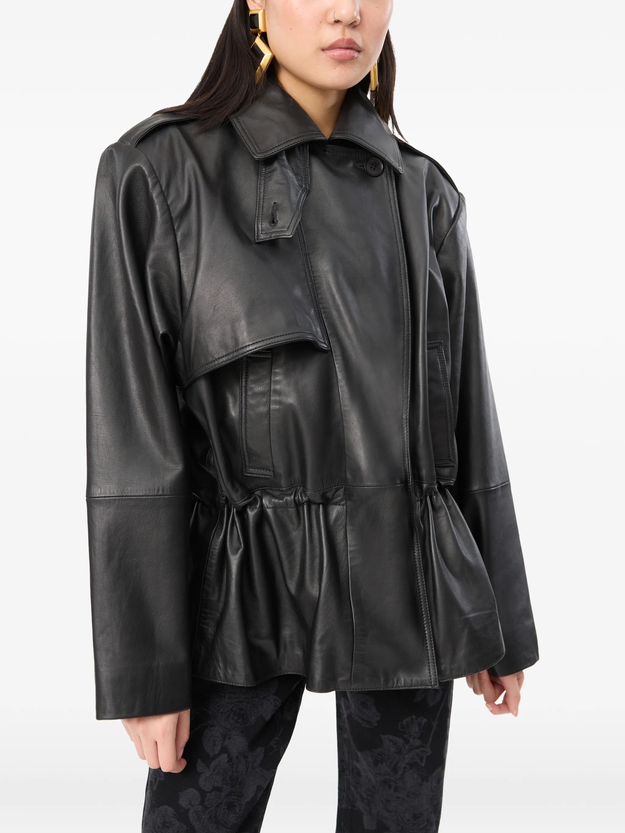 peplum leather jacket