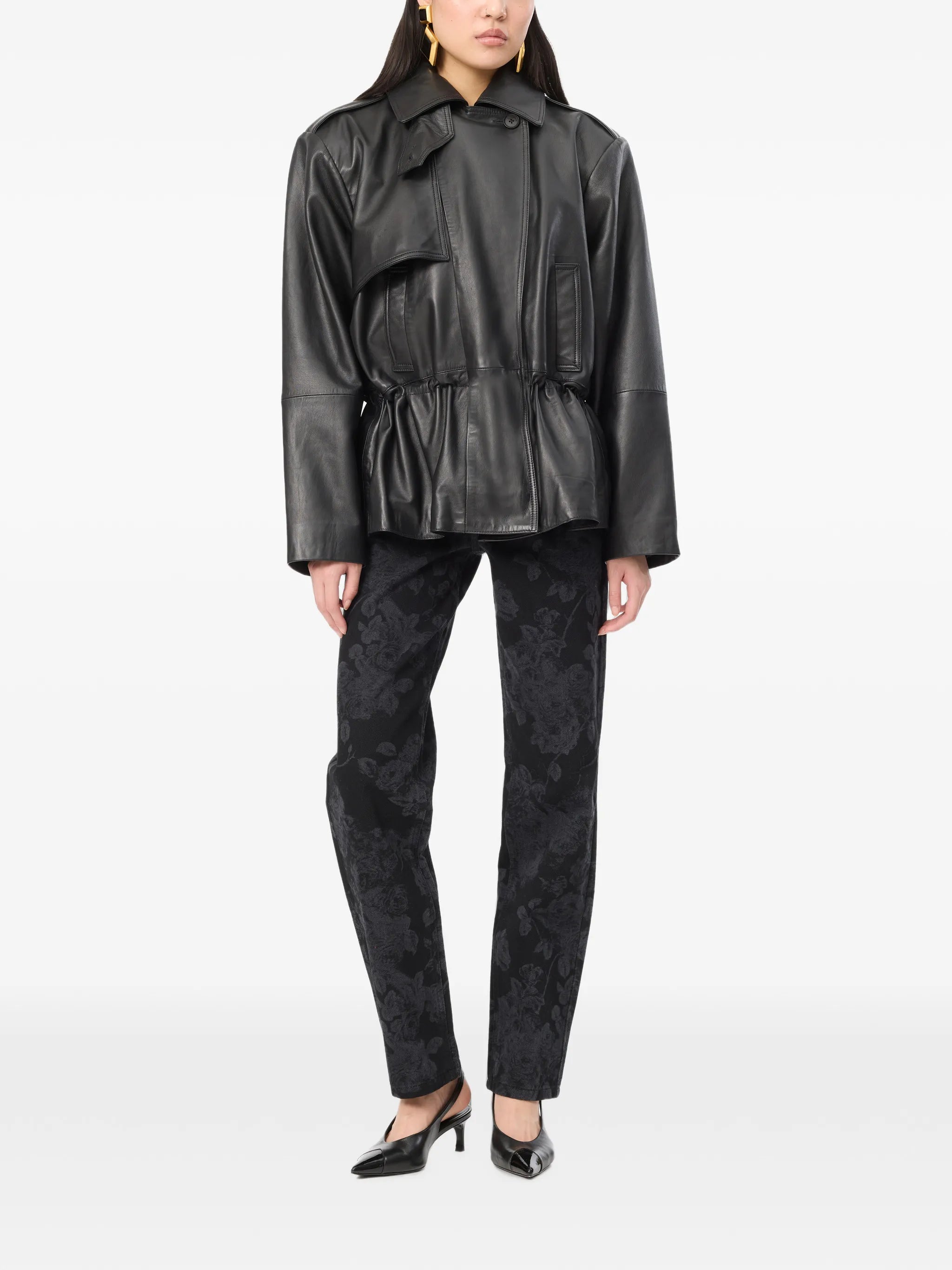peplum leather jacket