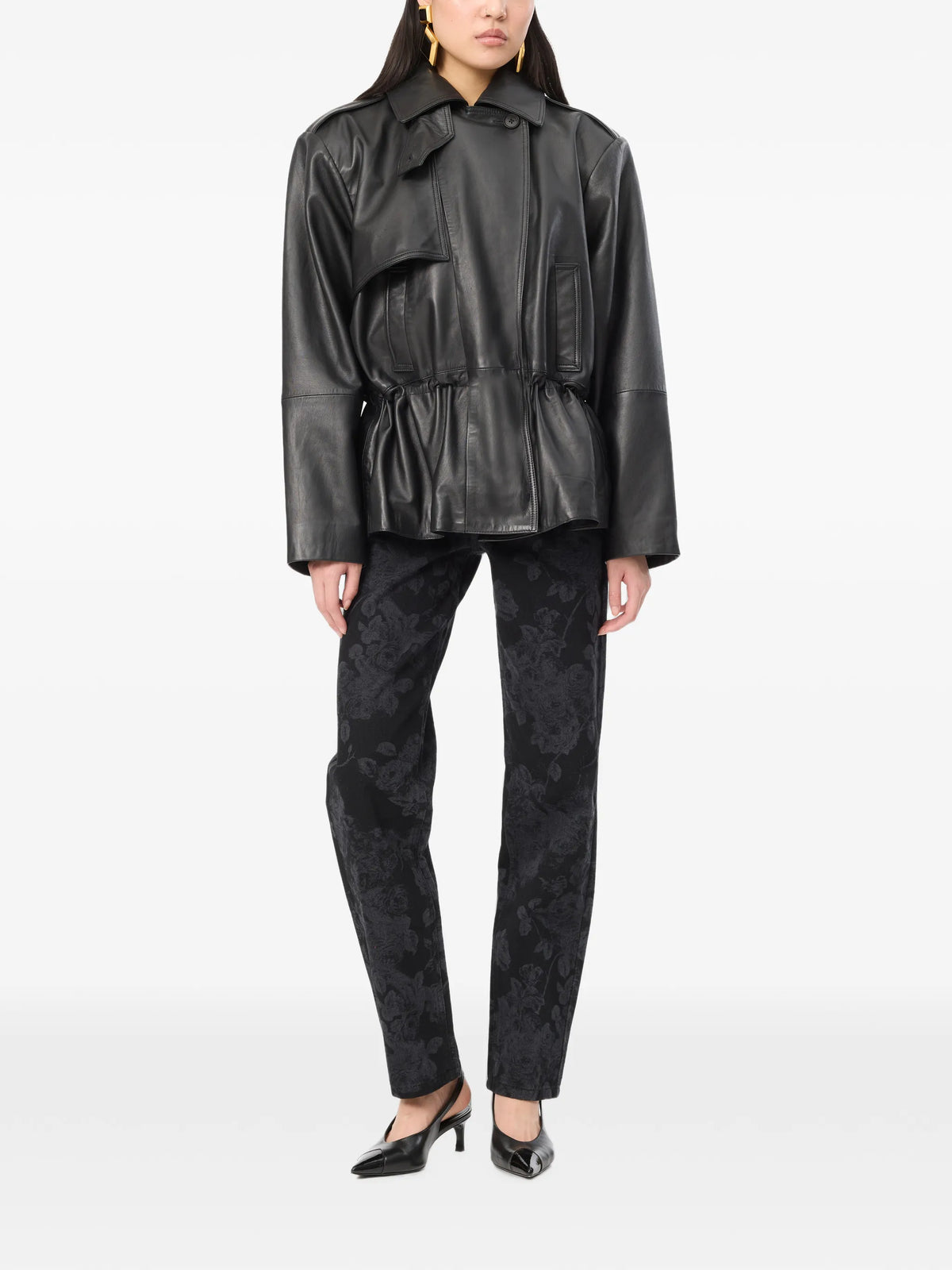 peplum leather jacket