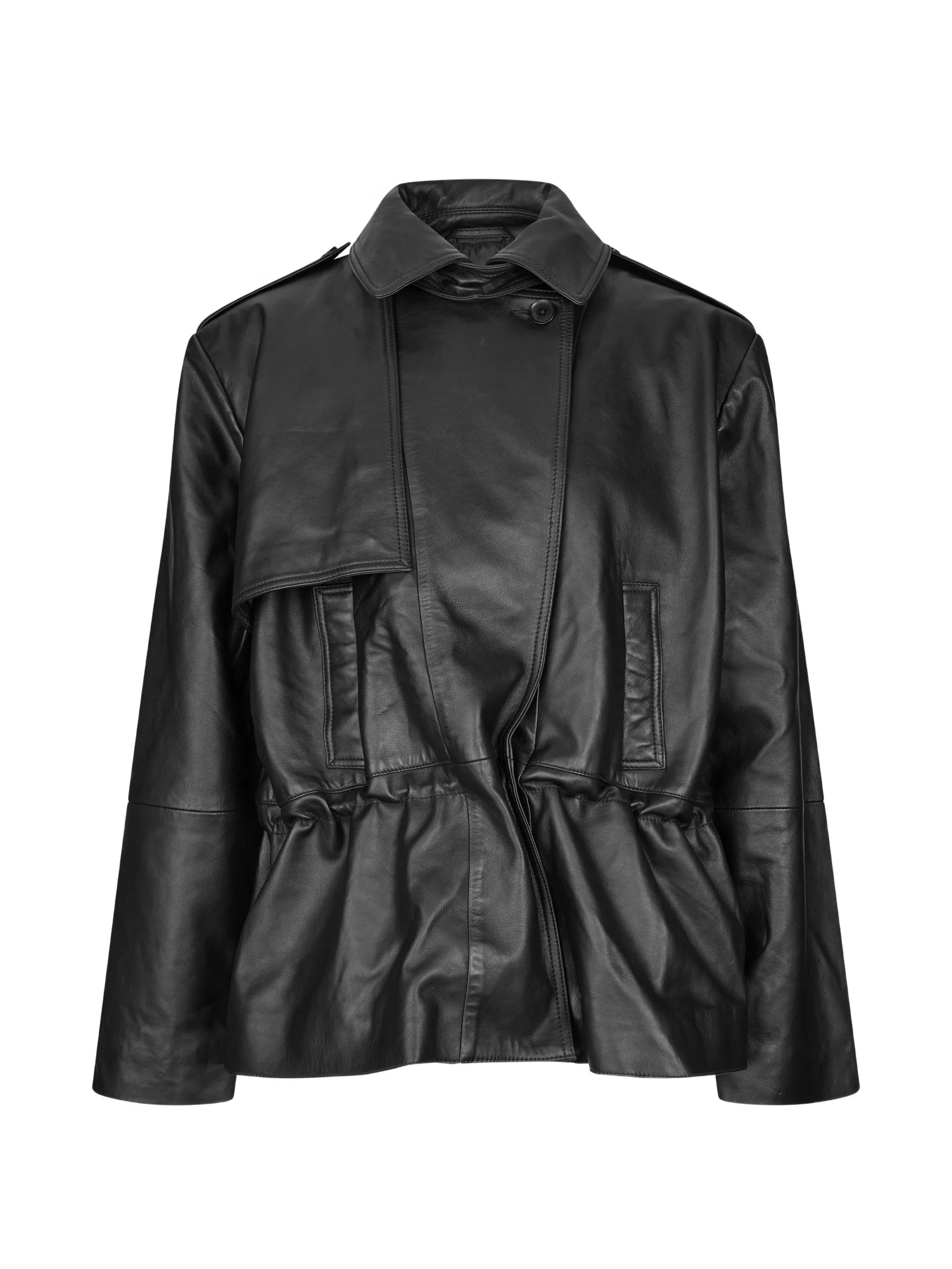 peplum leather jacket