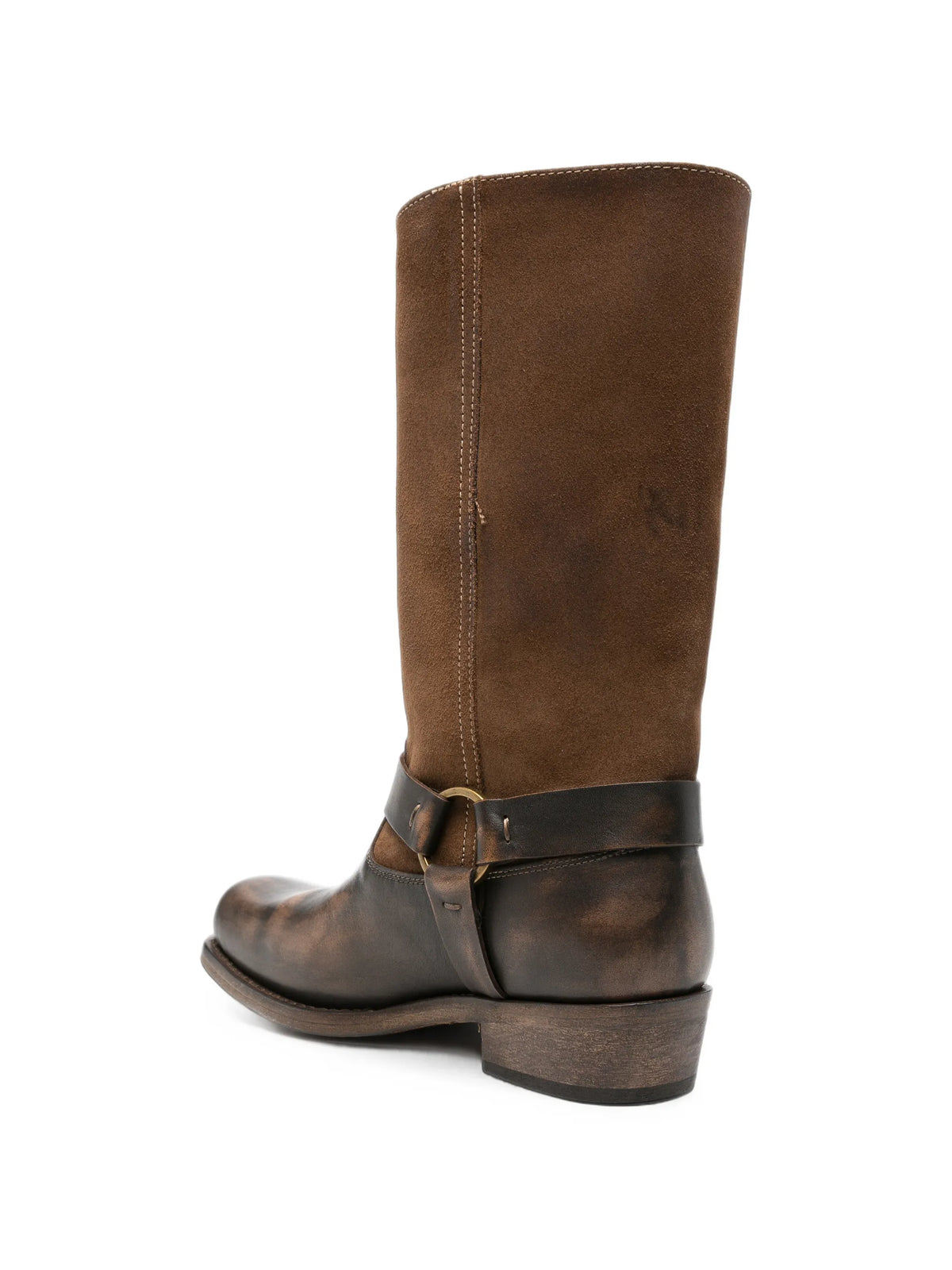 distressed-effect boots