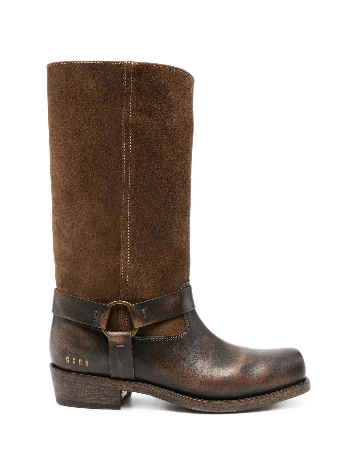 distressed-effect boots