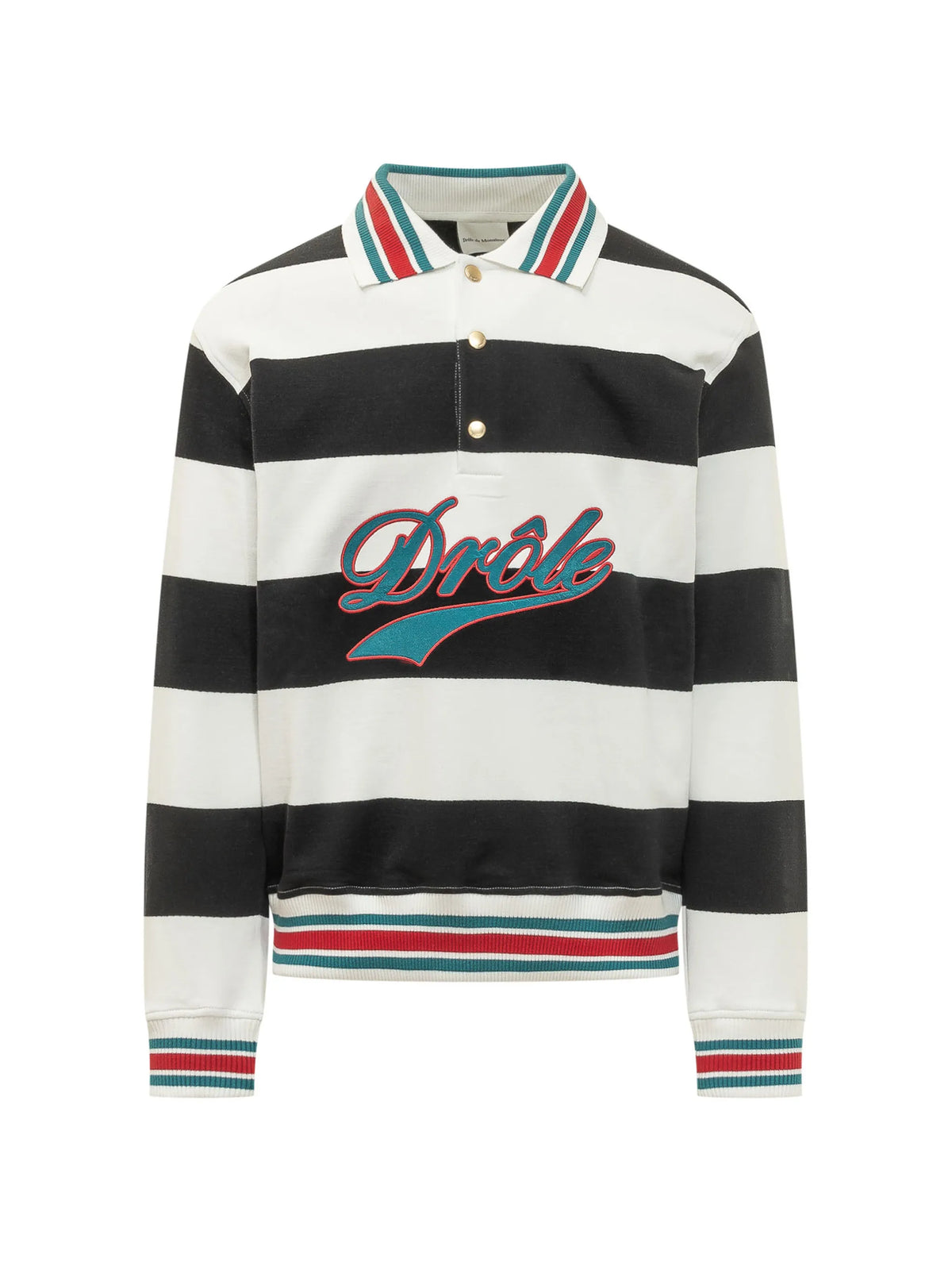 Drôle embroidered striped polo shirt