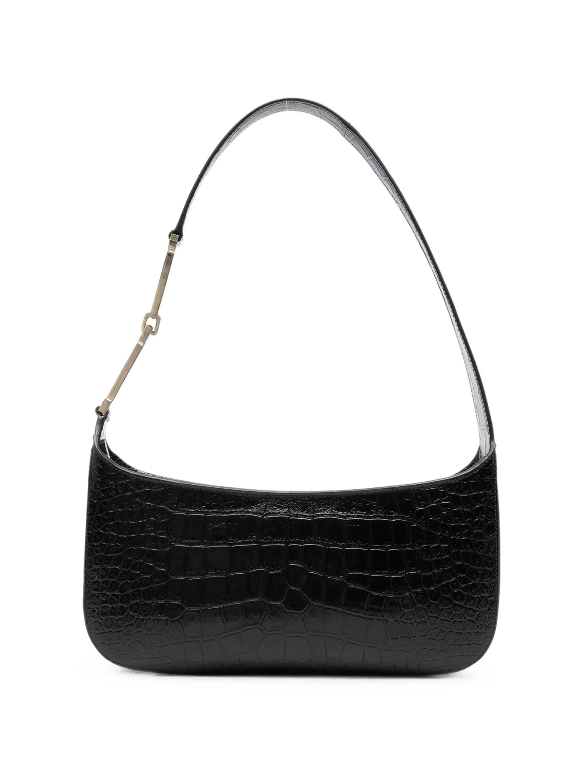 crocodile-effect leather shoulder bag