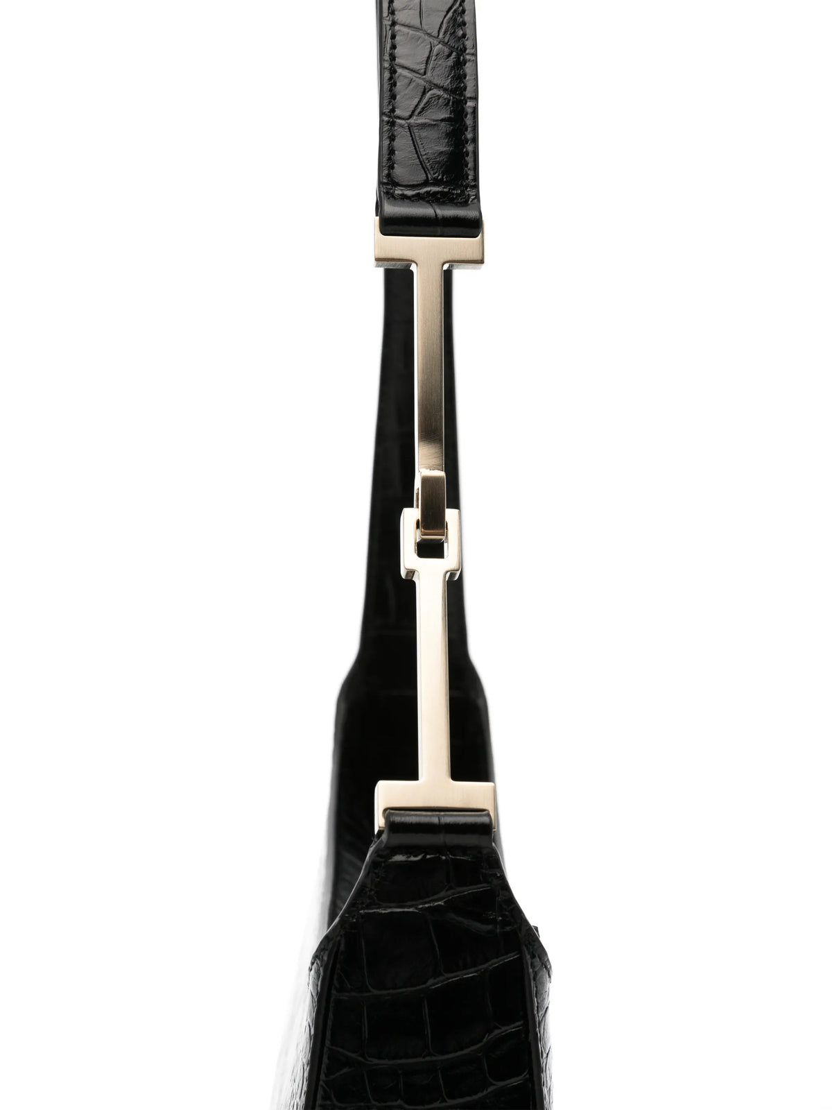 crocodile-effect leather shoulder bag