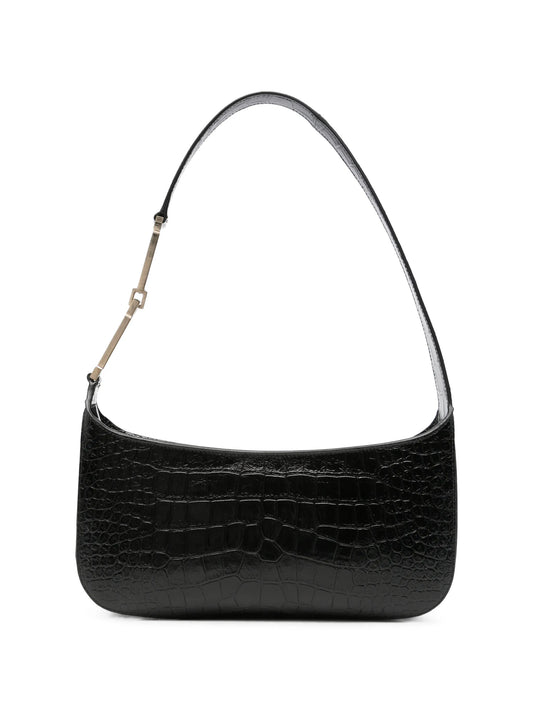 crocodile-effect leather shoulder bag