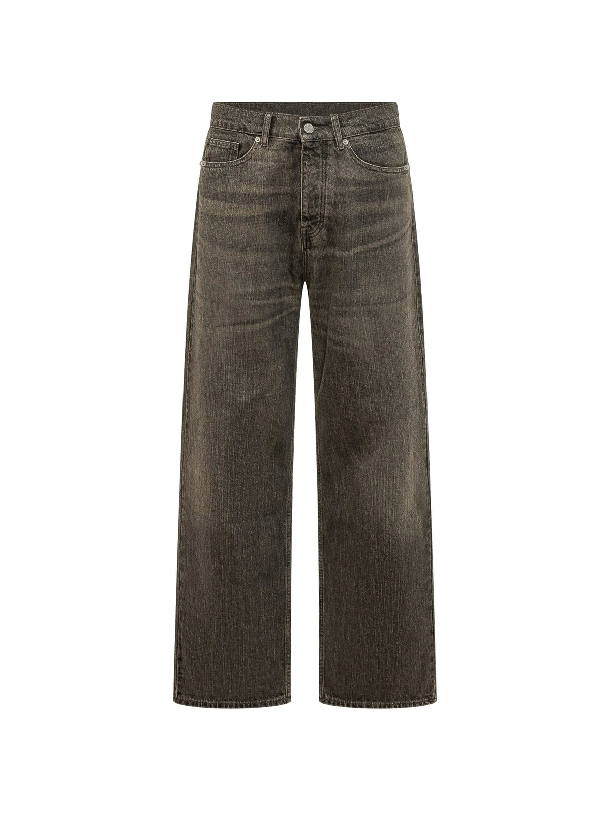 washed-denim straight-leg jeans