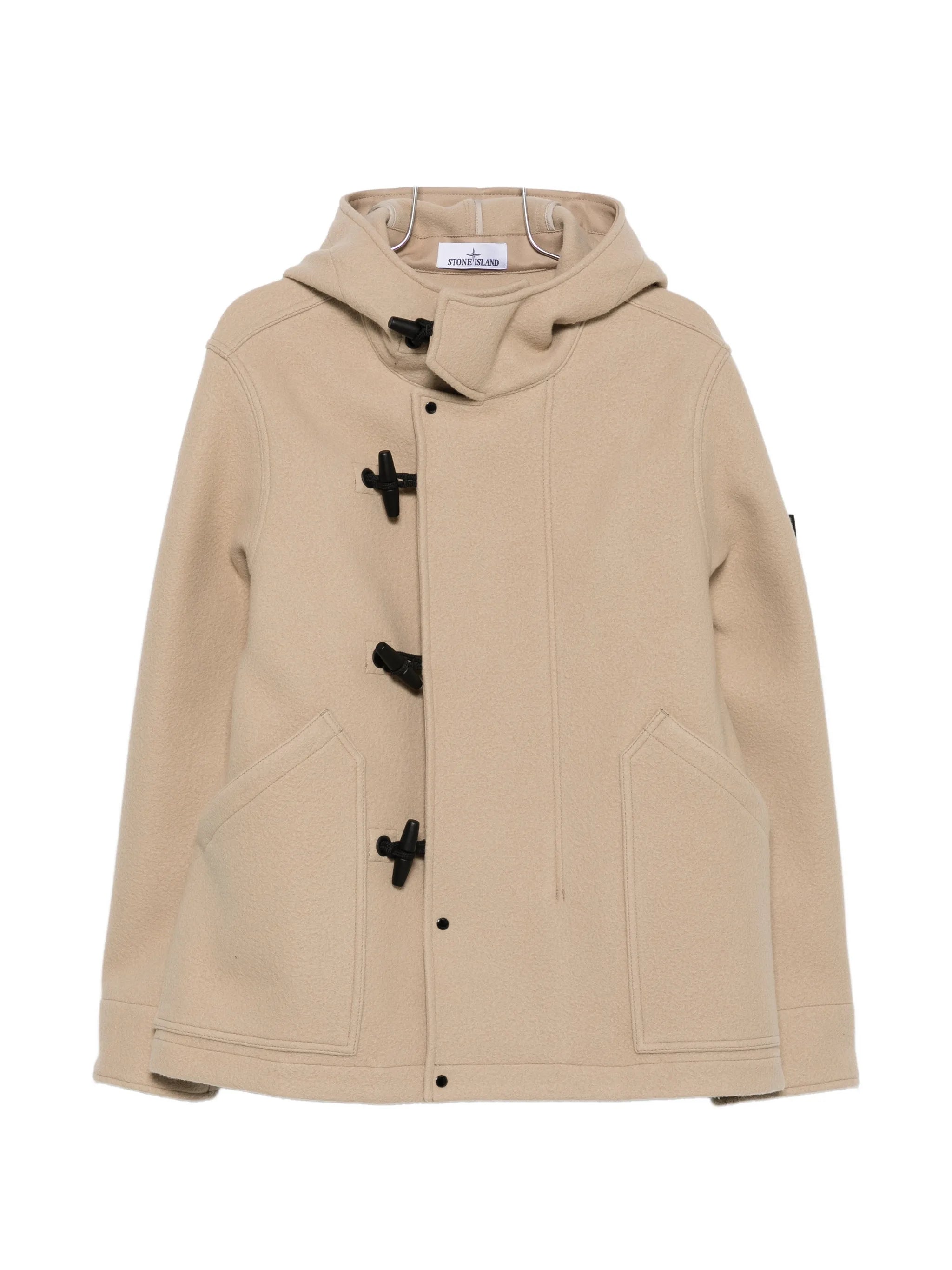 toggle-fastening hooded jacket