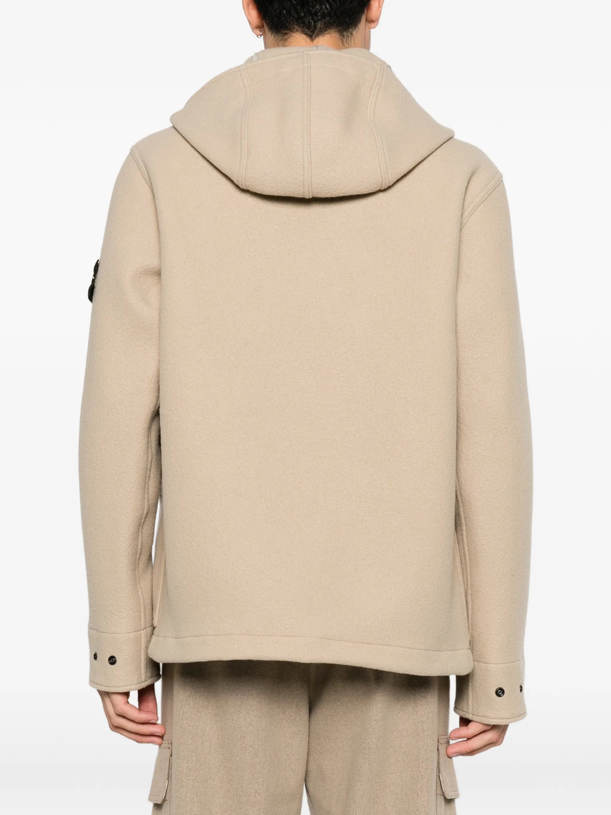 toggle-fastening hooded jacket
