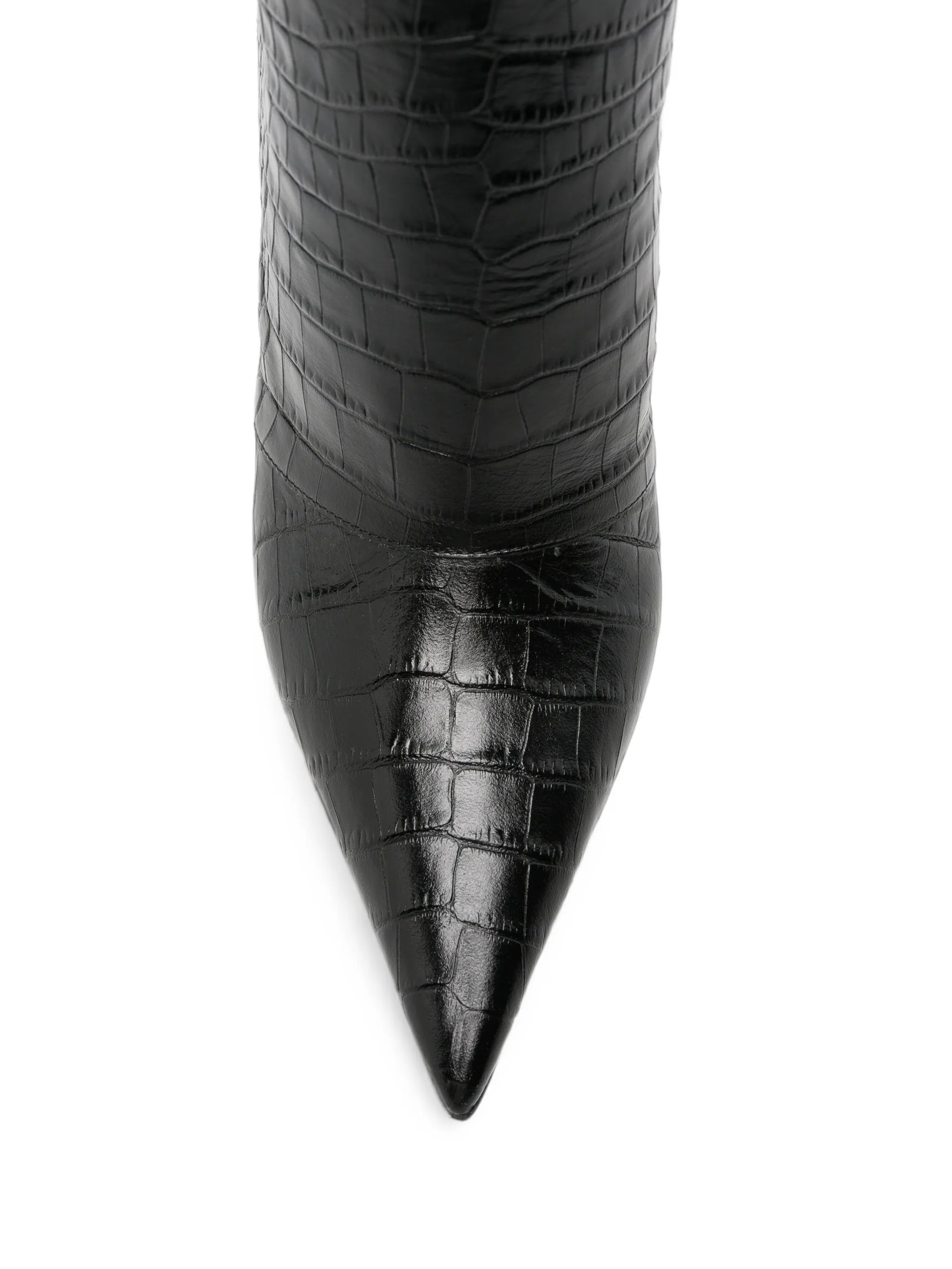croc-effect over-the-knee boots