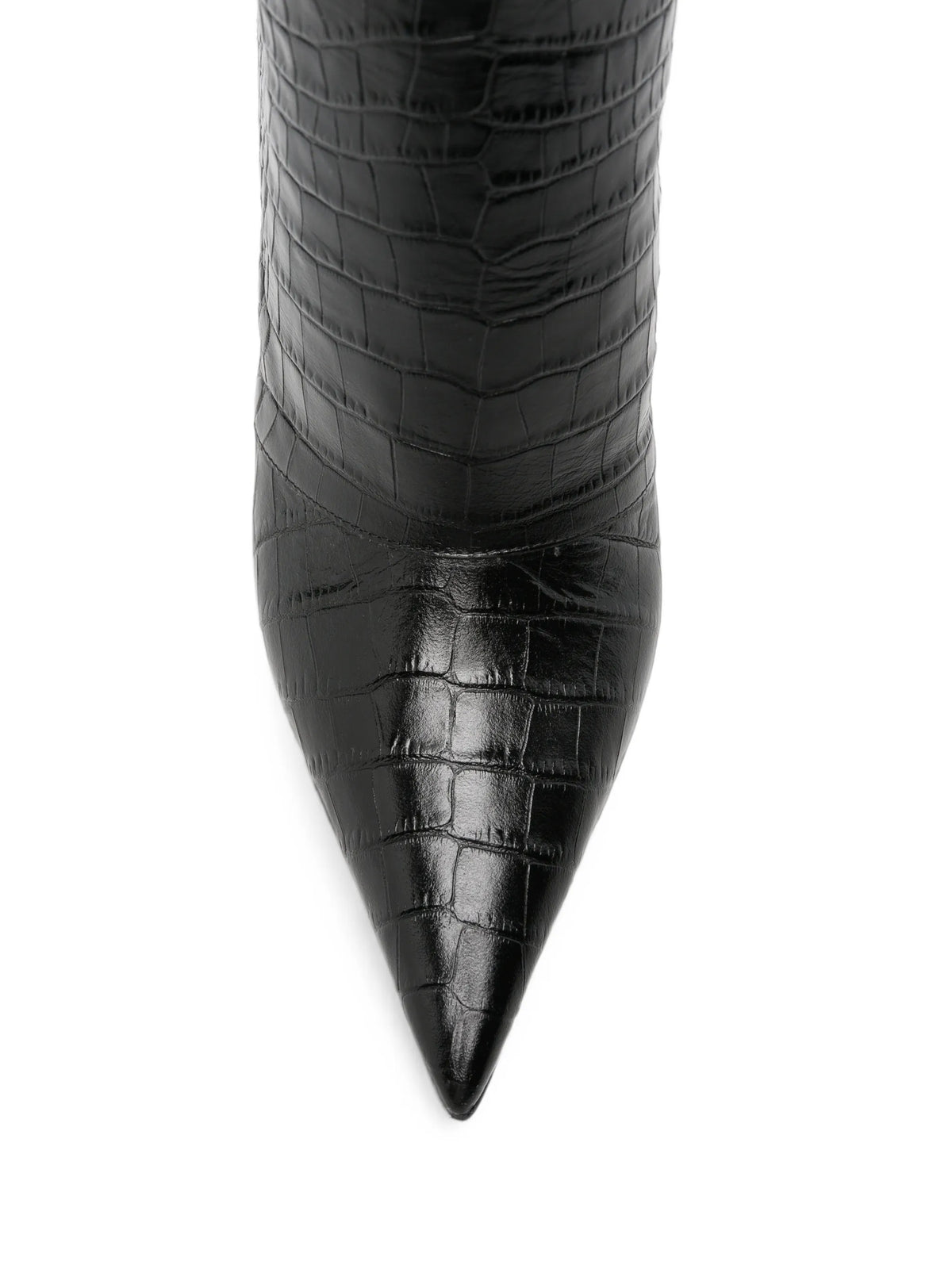 croc-effect over-the-knee boots