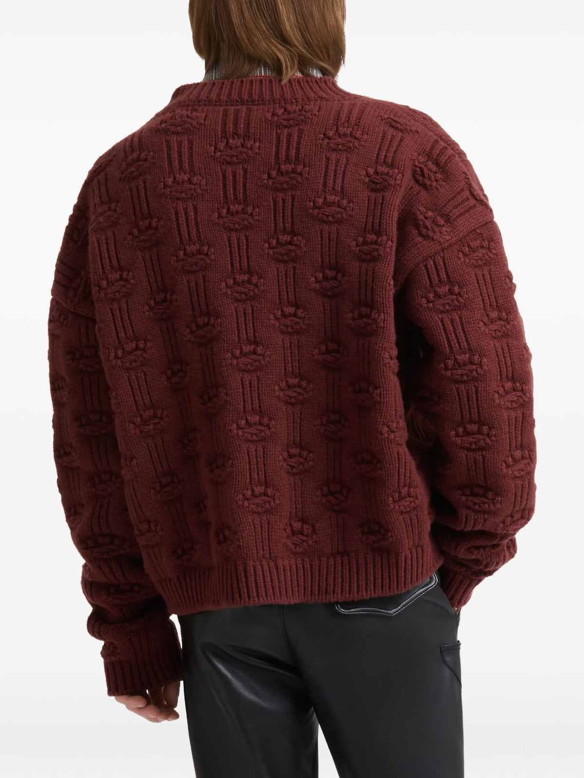 brown fisherman wool-cashmere cardigan
