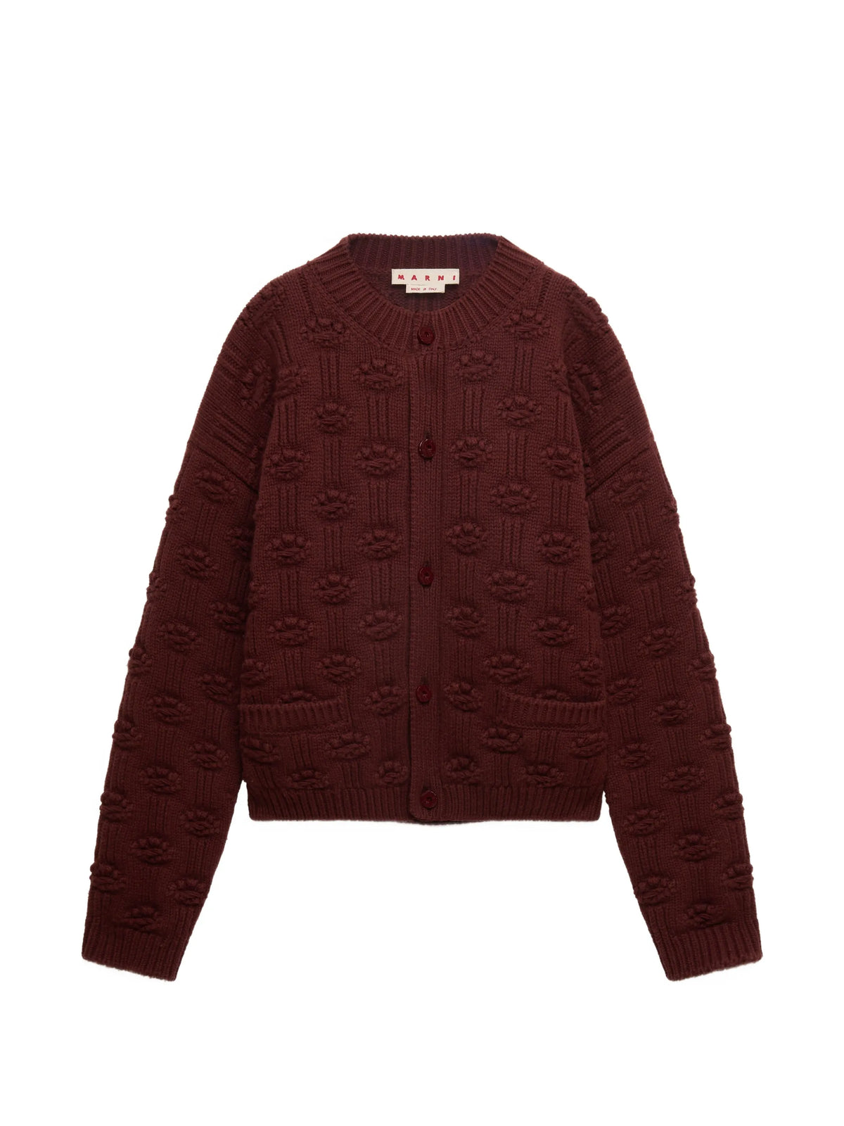 brown fisherman wool-cashmere cardigan