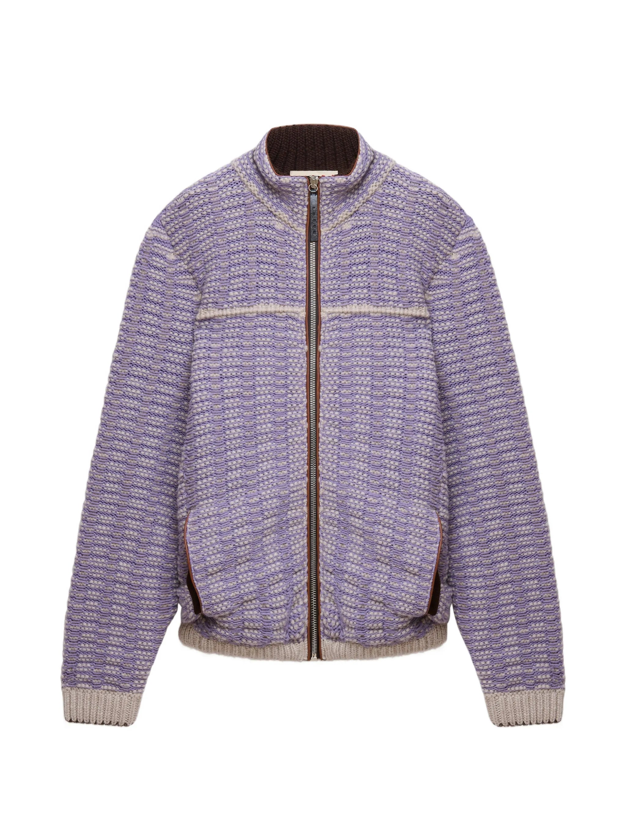 purple cotton-wool knit jacket