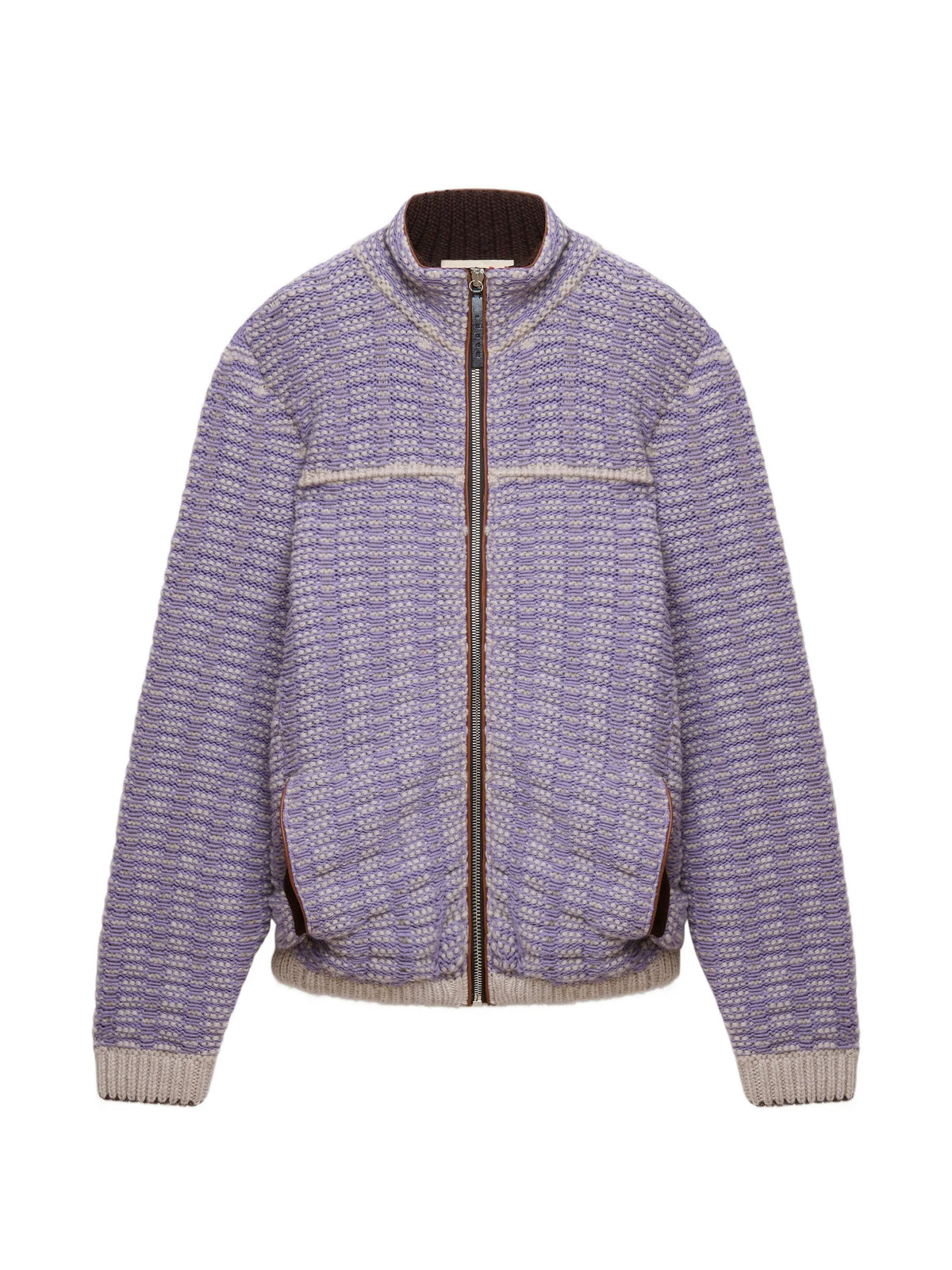 purple cotton-wool knit jacket