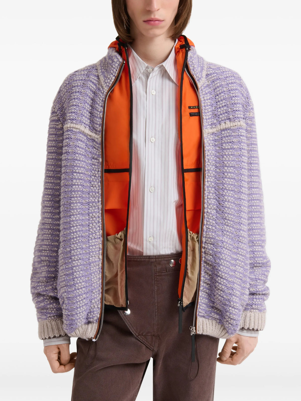 purple cotton-wool knit jacket