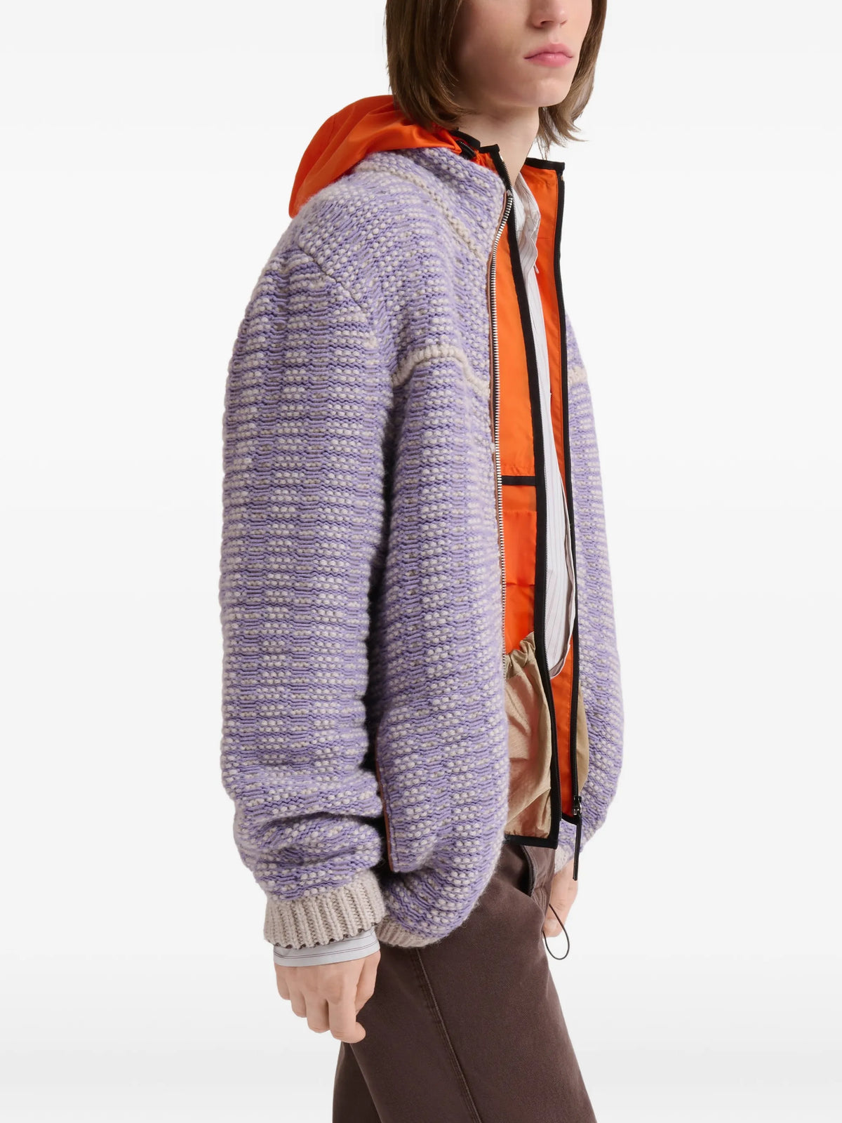 purple cotton-wool knit jacket