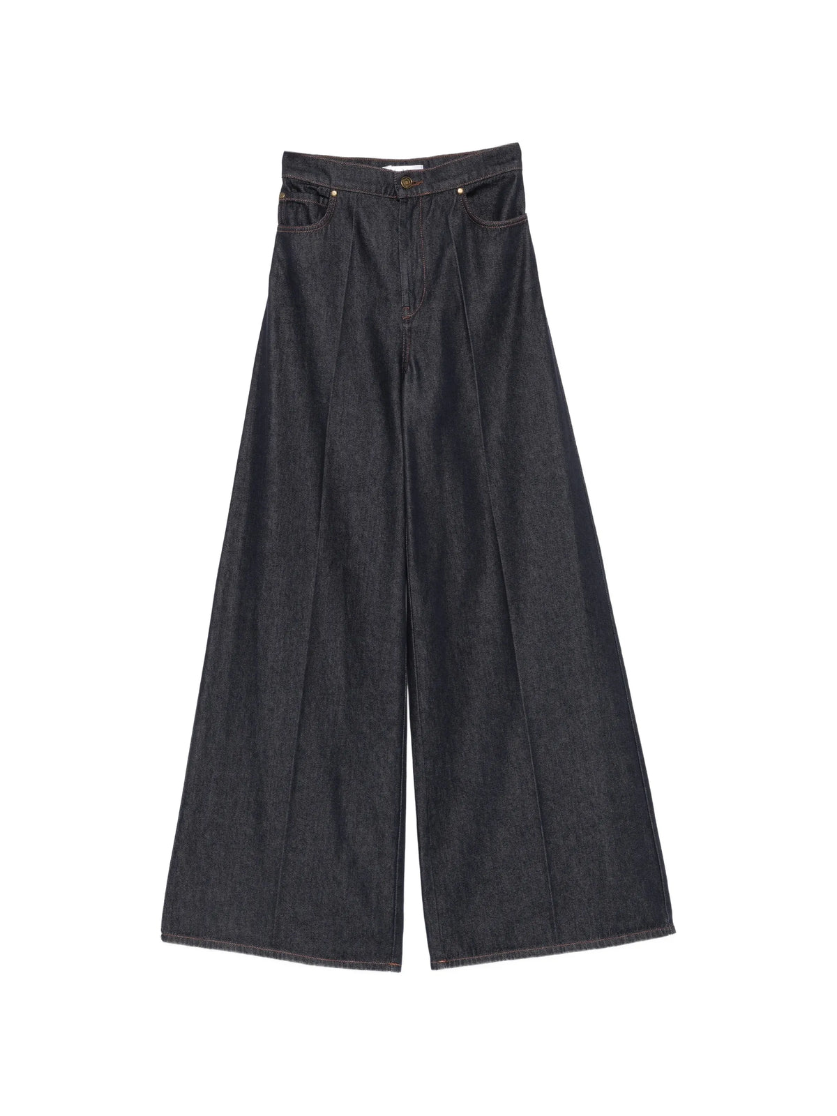 contrast-stitch wide-leg jeans