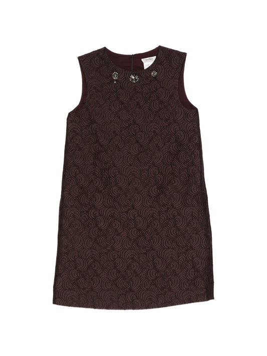 cotton-blend princess-line jacquard dress - plum
