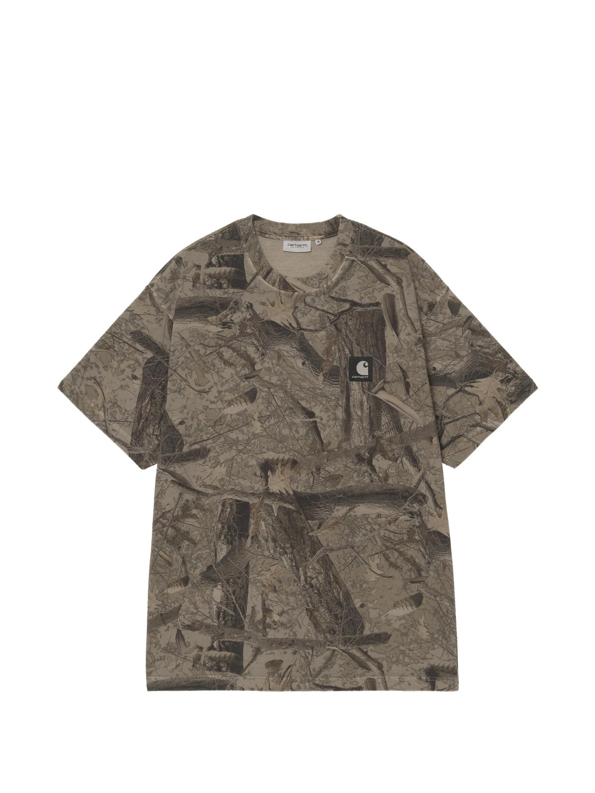 Feather Tree camouflage-print logo-patch T-shirt