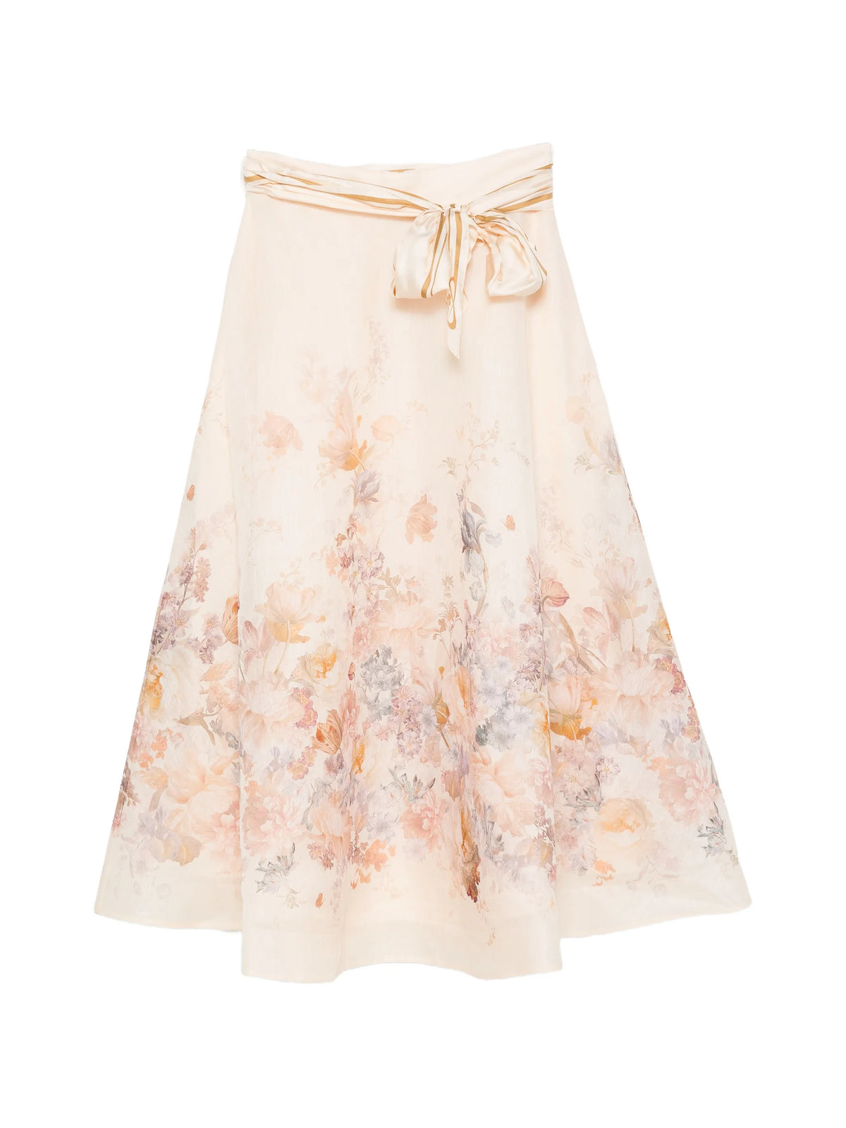 floral-print belted midi skirts