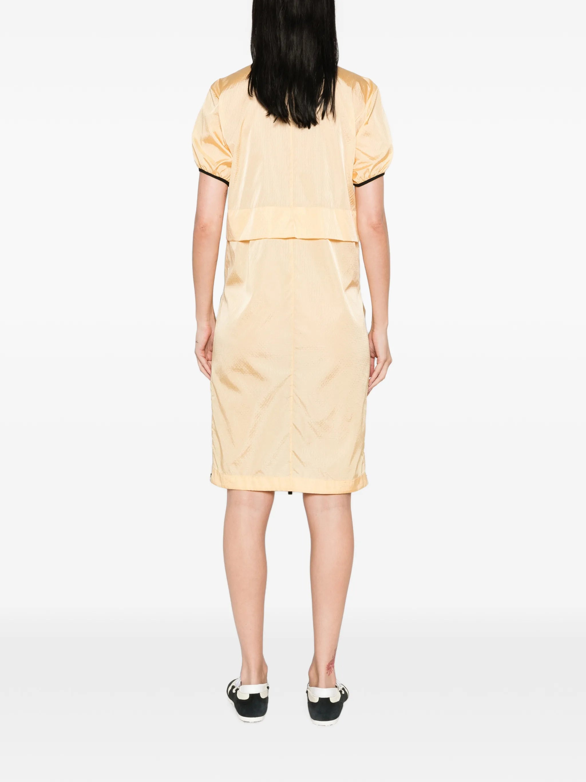 zip-up drawstring-pocket dress