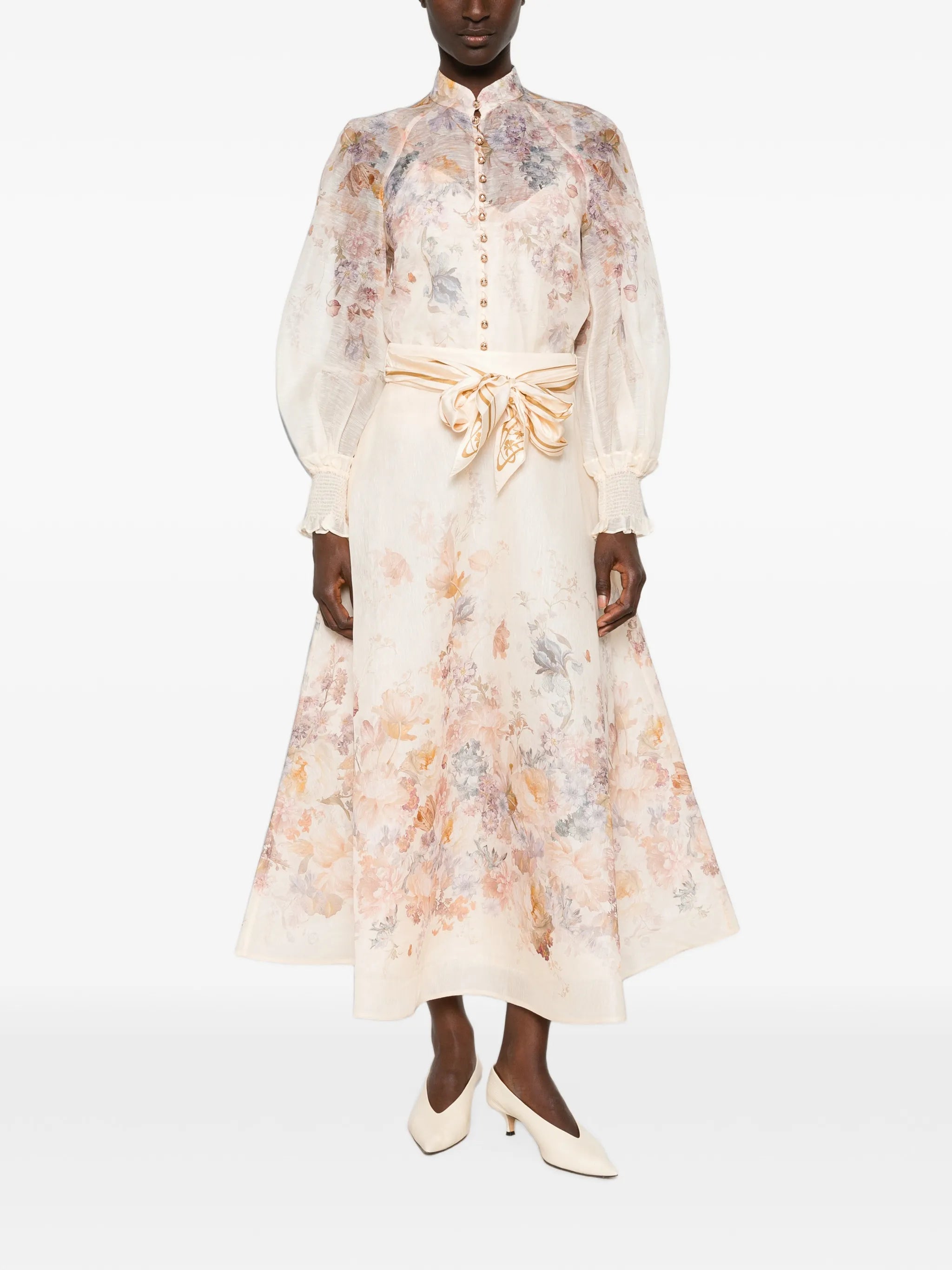 floral-print silk-blend shirt