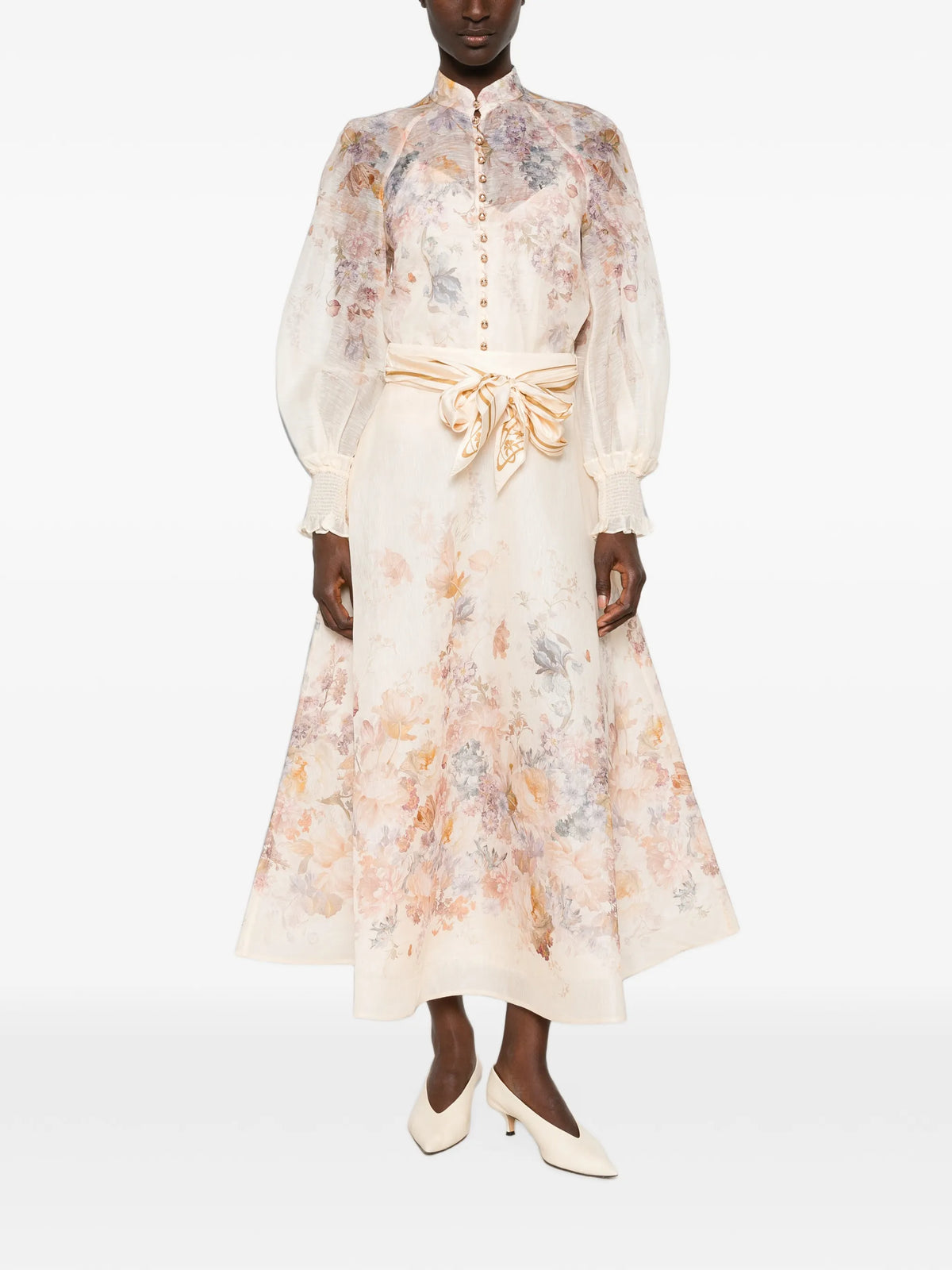 floral-print silk-blend shirt