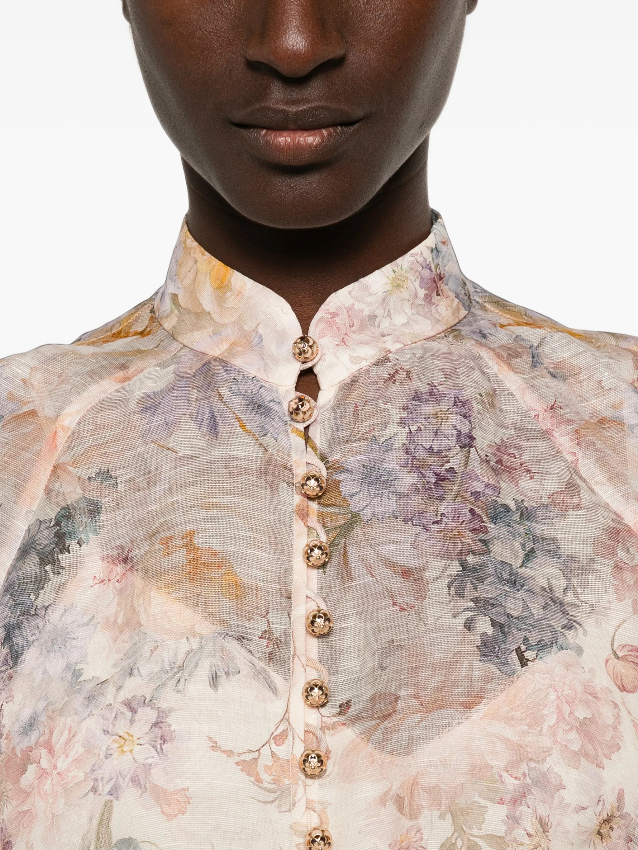 floral-print silk-blend shirt