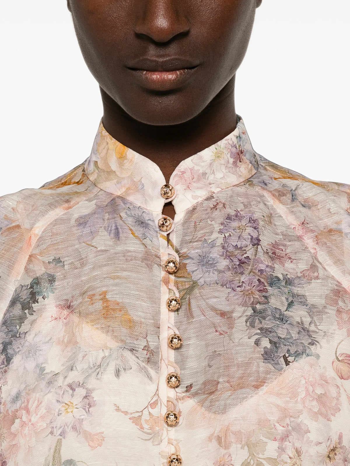 floral-print silk-blend shirt