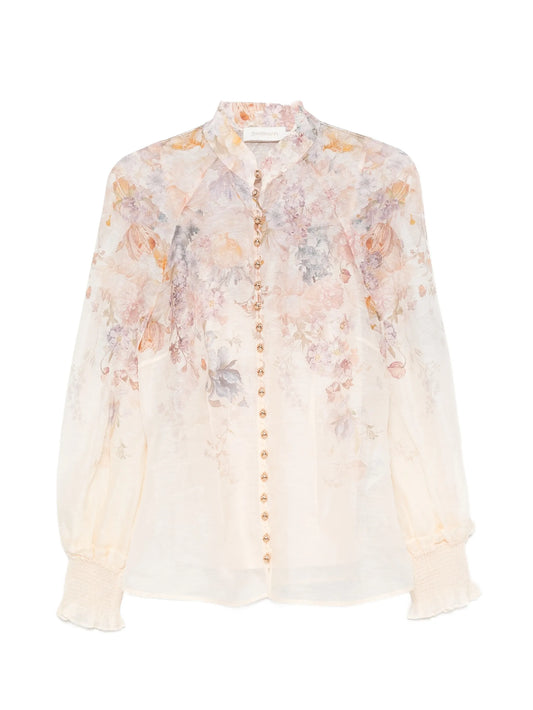 floral-print silk-blend shirt
