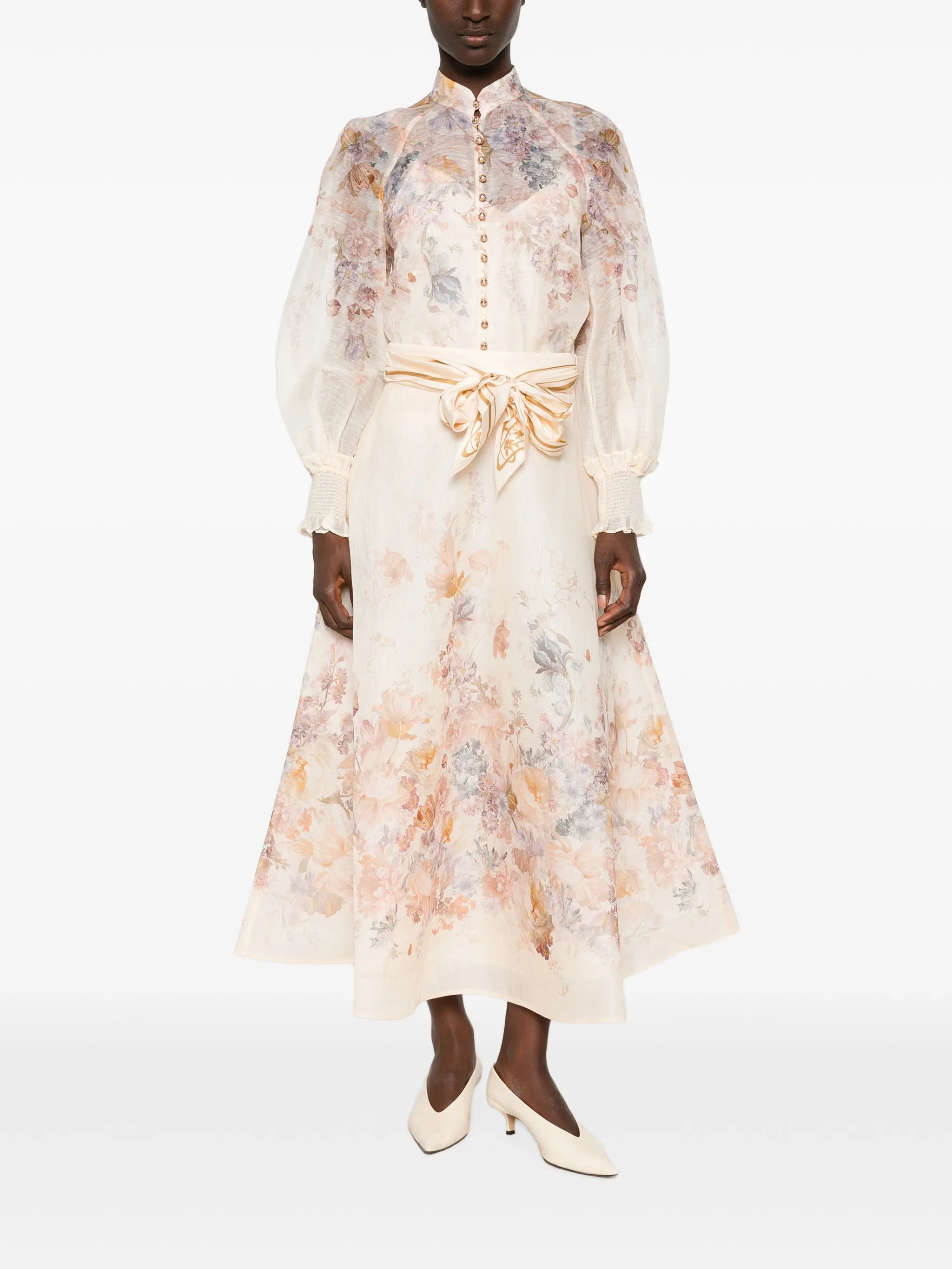 floral-print silk-blend shirt